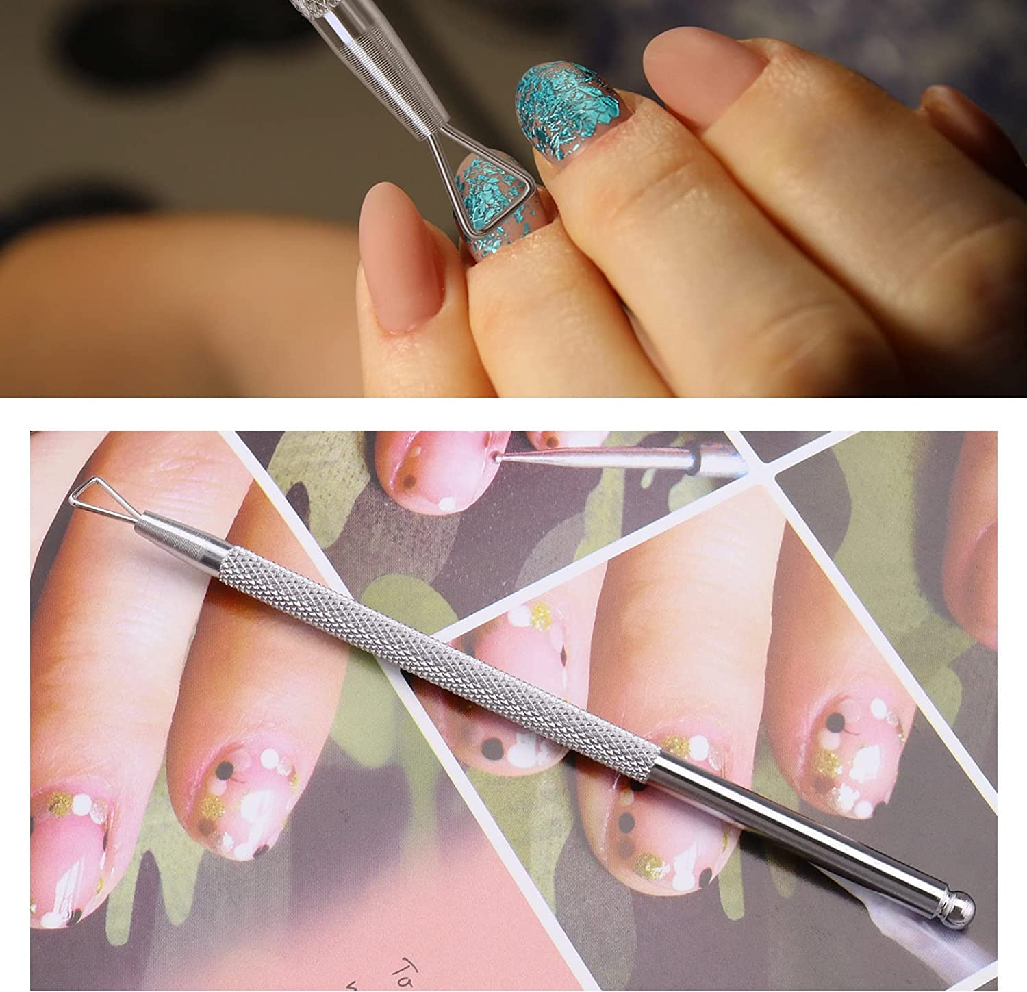 VGOL 2PCS Gel Nail Polish Removal Tool Stainless Steel Nail Scraper Cleaner Triangle Nail Art Tool Manicure Pedicure Gel Cleaning Tool for Fingernails Toenails