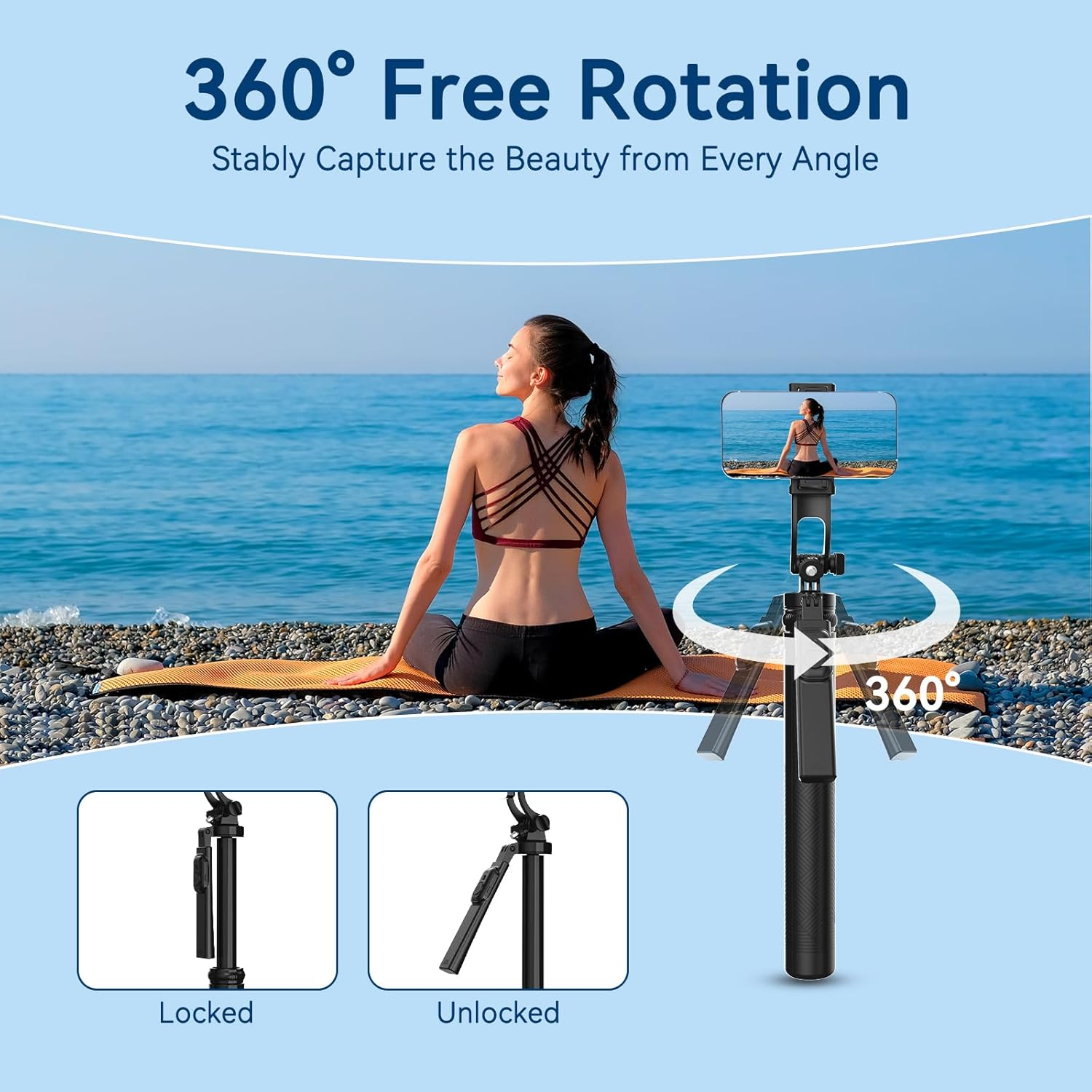 Giecy 180Cm Phone Tripod, Extendable Selfie Stick Tripod Travel Tripod Phone Holder Smartphone Tripod Stand with Wireless Remote & Fill Light Compatible with Iphone Android Phone, Camera, Gopro image number 5