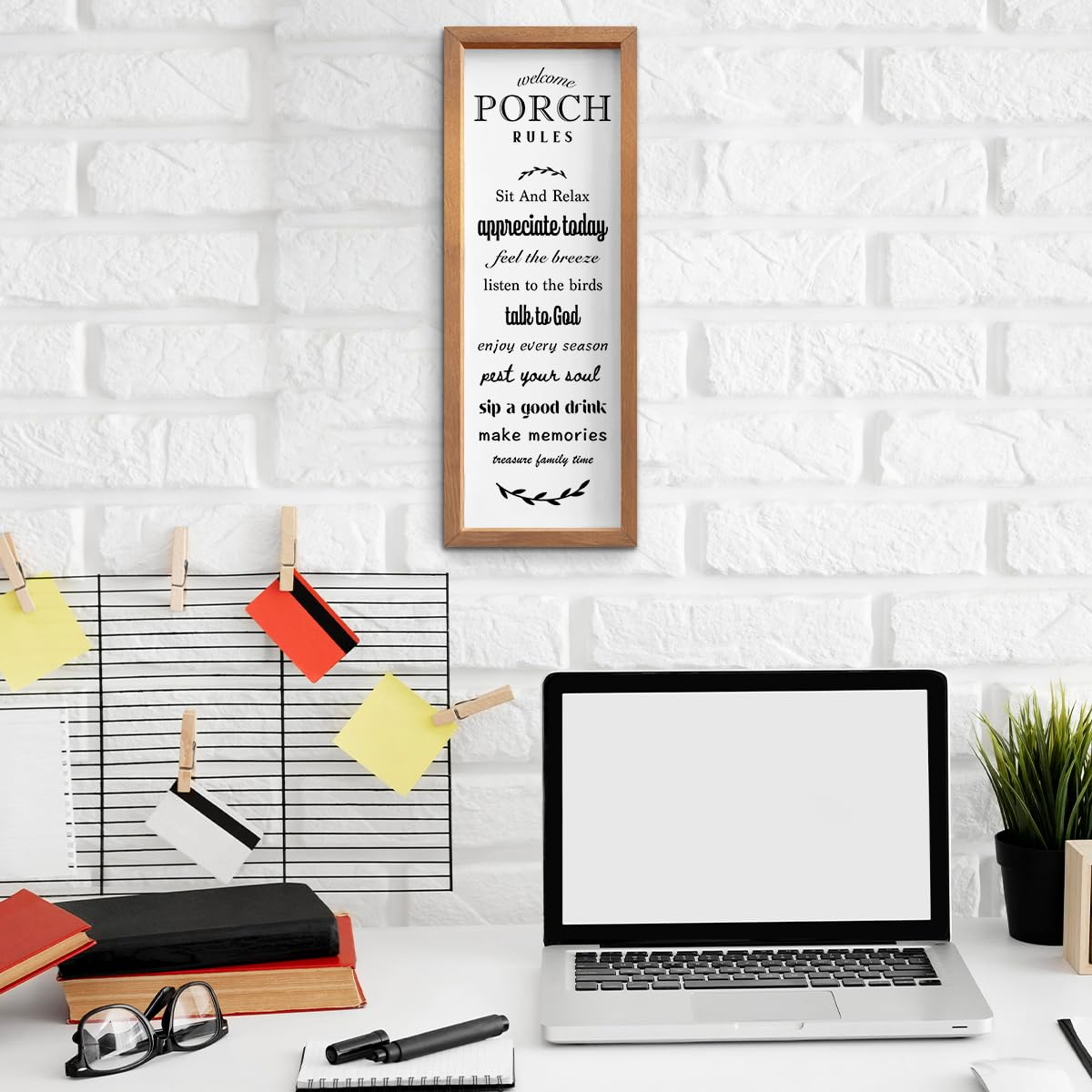 Porch Decor Porch Sign Rustic Country Outdoor Porch Decor Decorative Wooden Framed Sign Back Porch Decor Farmhouse Wall Decor Porch Accessories Home Office Patio Garden Door Entryway Decoration image number 3