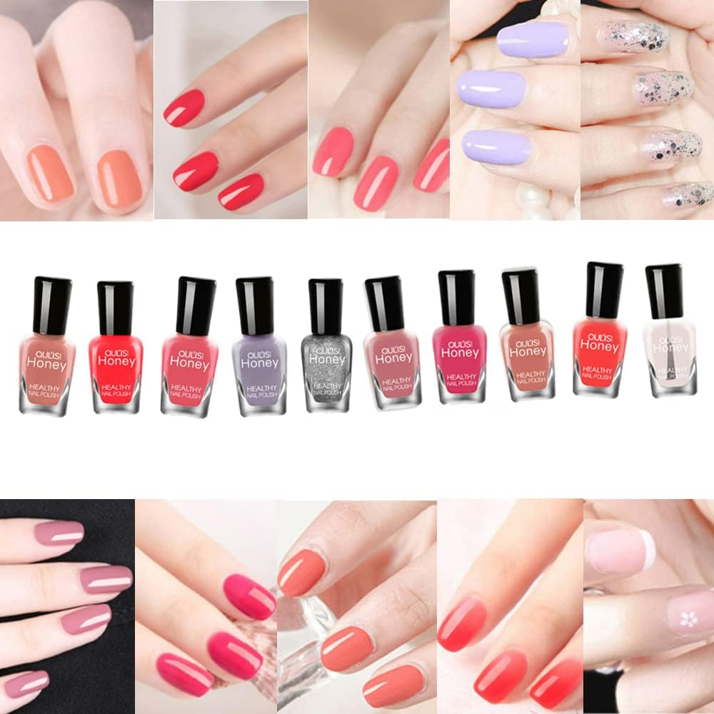 TEEROVA Nail Polish Set, Non-Toxic Nail Polish Easy Peel off & Quick Dry, Natural Odor Free Formula Water Based Nail Polish Gift Set (Set D (8MLX10)), Pack of 1 image number 1