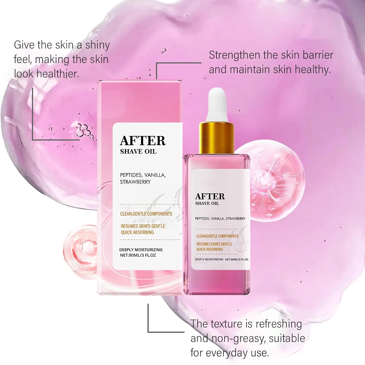 Strawberry Vanilla Aftershave Moisturizer, Smooth, Soothing Skin, Moisturizing and Nourishing Post-Shave, Gentle Shaving, Suitable for Mild, for All Skin Types (3Pcs) - 2Pcs image number 6