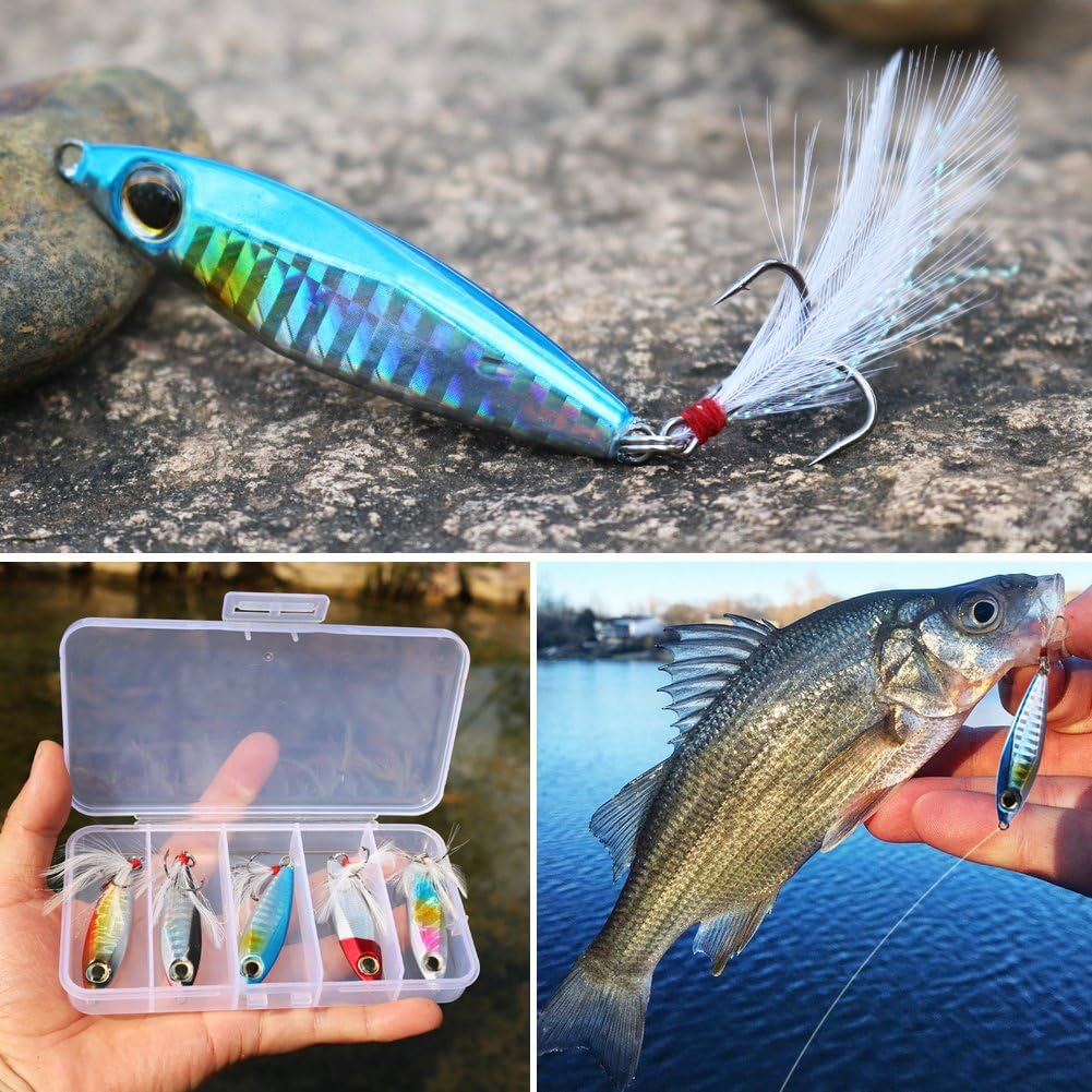 Sougayilang Jigs Fishing Lures Sinking Metal Spoons Micro Jigging Bait image number 6