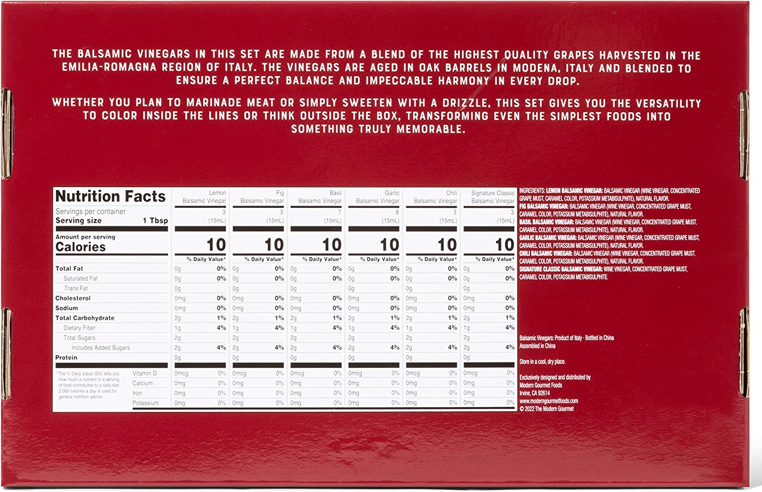 Thoughtfully Gourmet, Balsamic Vinegar Gift Set, Flavours Include Fig, Chili, Garlic and More, IGP Certified, Crafted in Modena, Italy, Halal Certified, Pack of 6 image number 1