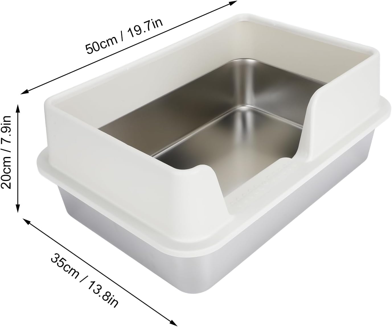 Stainless Steel Cat Litter Boxes, Side Entry High Sides anti Splashing Enclosed Cat Litter Box, Extra Large Metal Litter Pan with Scoop, Easy to Clean, for Small Medium Cats image number 4
