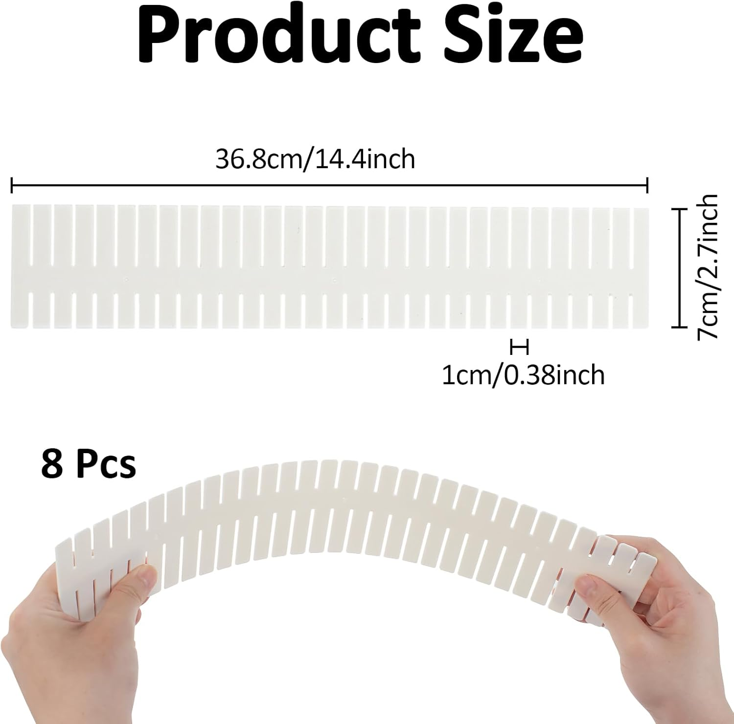 14.5 in White Adjustable Drawer Dividers, KUAOOAUK 8PC DIY Grid Drawer Organizer Dividers, Plastic Organizer Separator for Socks Underwear Makeup Cosmetic Clothes Can Help Tidy Kitchen Bedroom Dresser image number 1