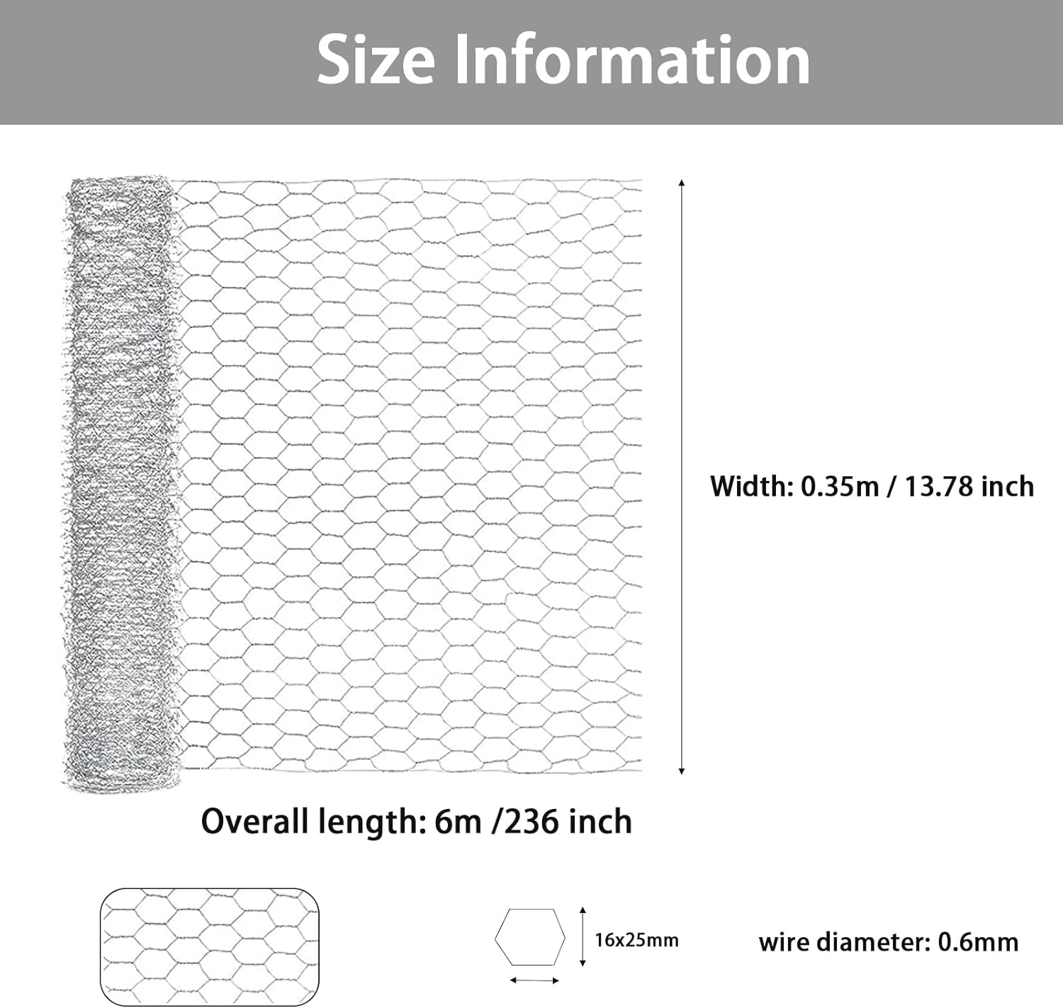 104Pcs 236"X13.78" Chicken Netting Wire Mesh with Pliers, Gloves, Wire Ties, Galvanized Chicken Wire Net Chicken Barbed Wire Garden Fence Barrier Chicken Wire Fencing Poultry Wire Net image number 3