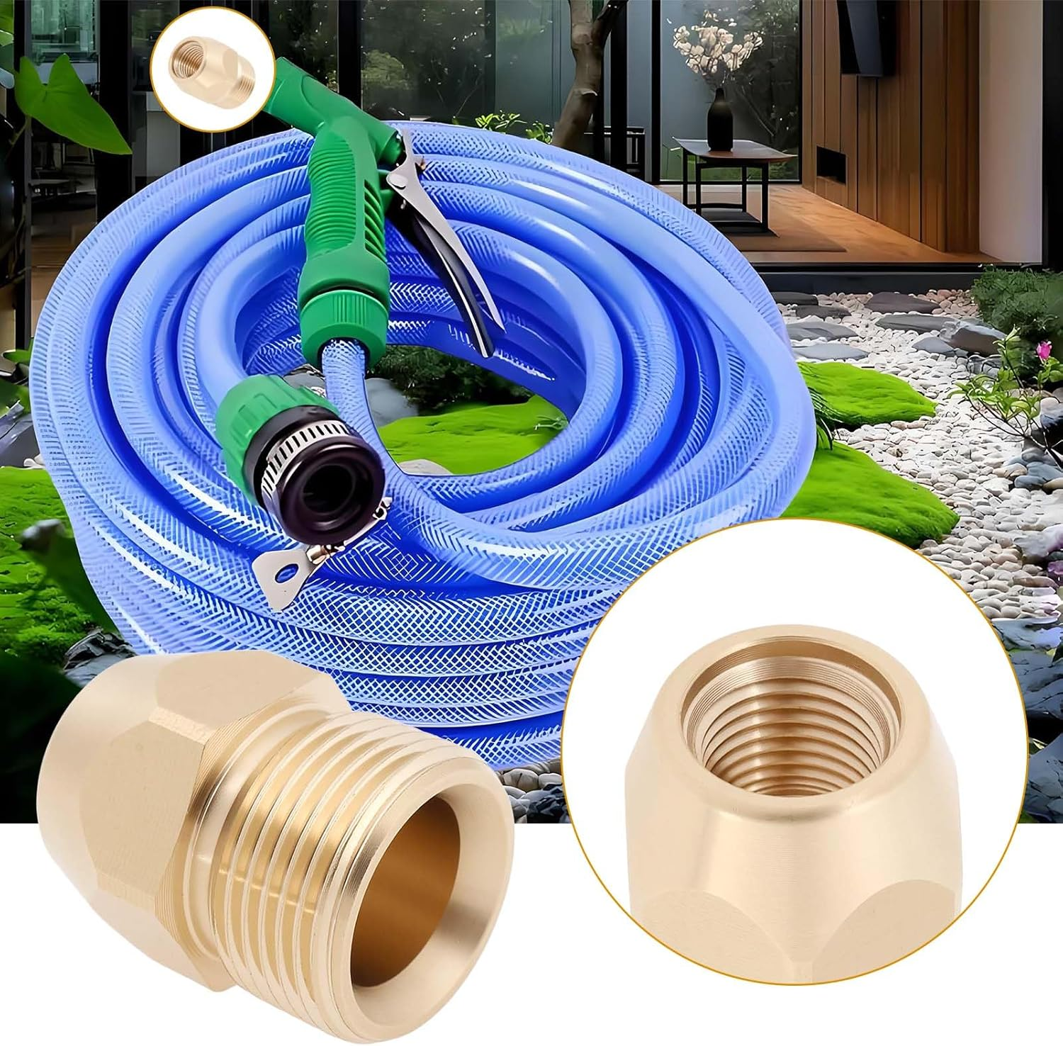 Briny River 2Pcs M22X1.5 to G1/4" High Pressure Cleaner Hose Adapter Washer Nipple Connector Brass image number 4