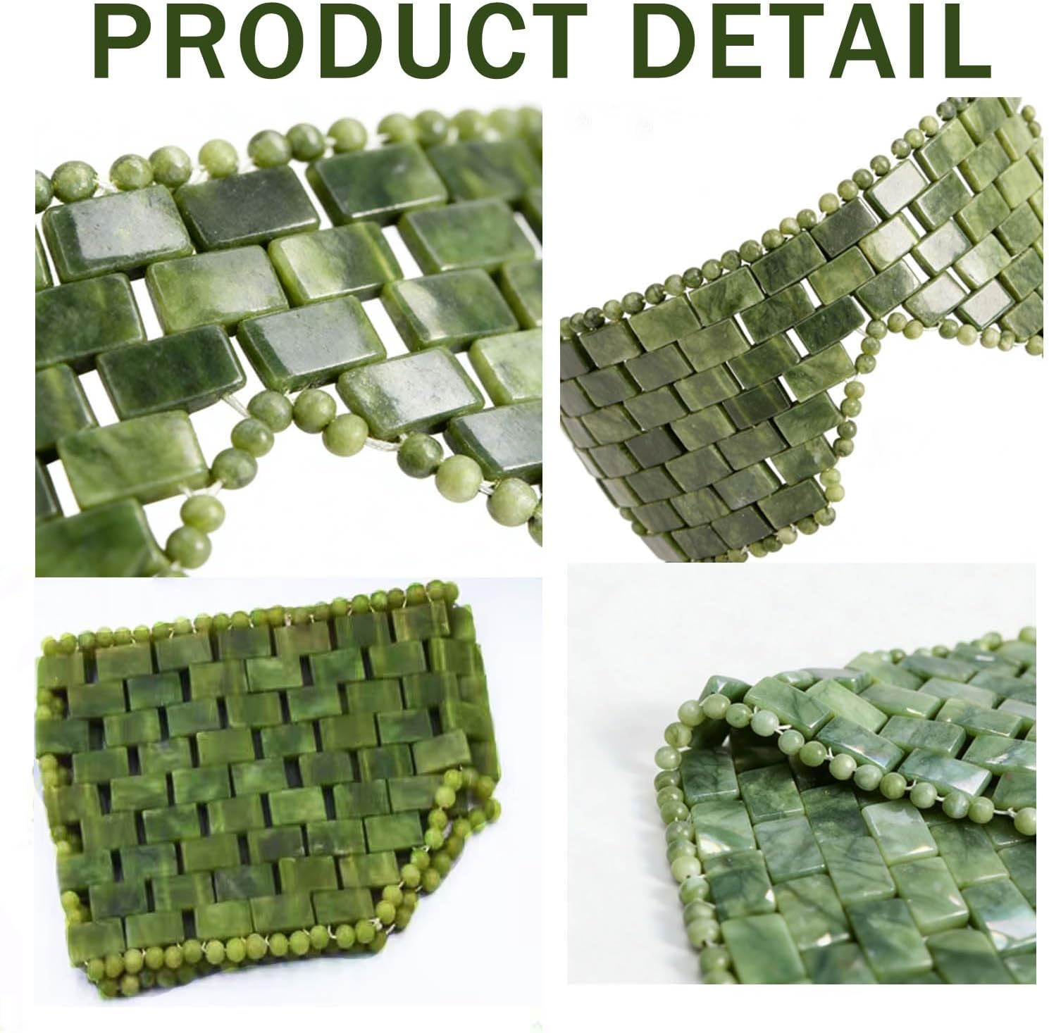 Jade Eye Mask- Natural Green Jade Mask for Relive Eliminate Puffiness (Dark Green) image number 1