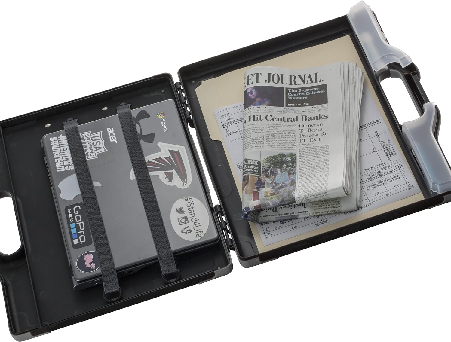 Officemate OIC Carry All Clipboard Storage Box, Letter/Legal Size, Black and Gray (83324) image number 1