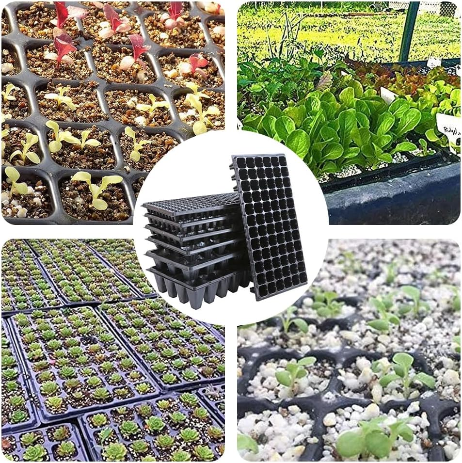 MOTRAIN 7-Pack Seedling Trays with Adjustable Humidity Domes, 21-200 Hole Seedling Pot, Seedling Trays Seed Starter Tray, Mini Propagator Greenhouse Kit for Seed Germination and Plant Growth image number 6