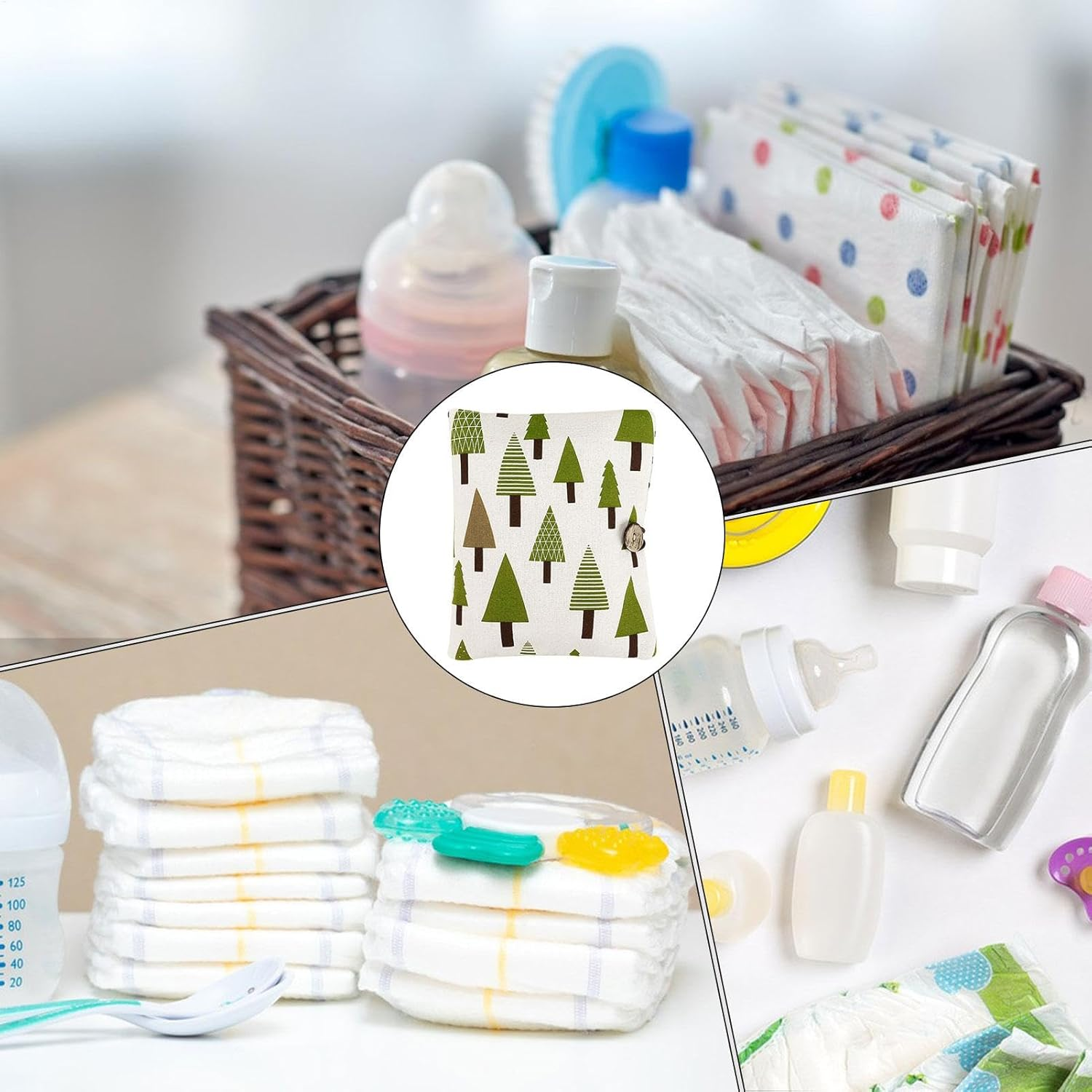 Foldable Diaper Bag, Portable Diaper Pouch, Multipurpose Diaper Pouch, Washable Diaper Bag Organizer Tote, Reusable Pouch for Baby Including Wipes, Toys, and Bottles, 22X18X2 Cm,