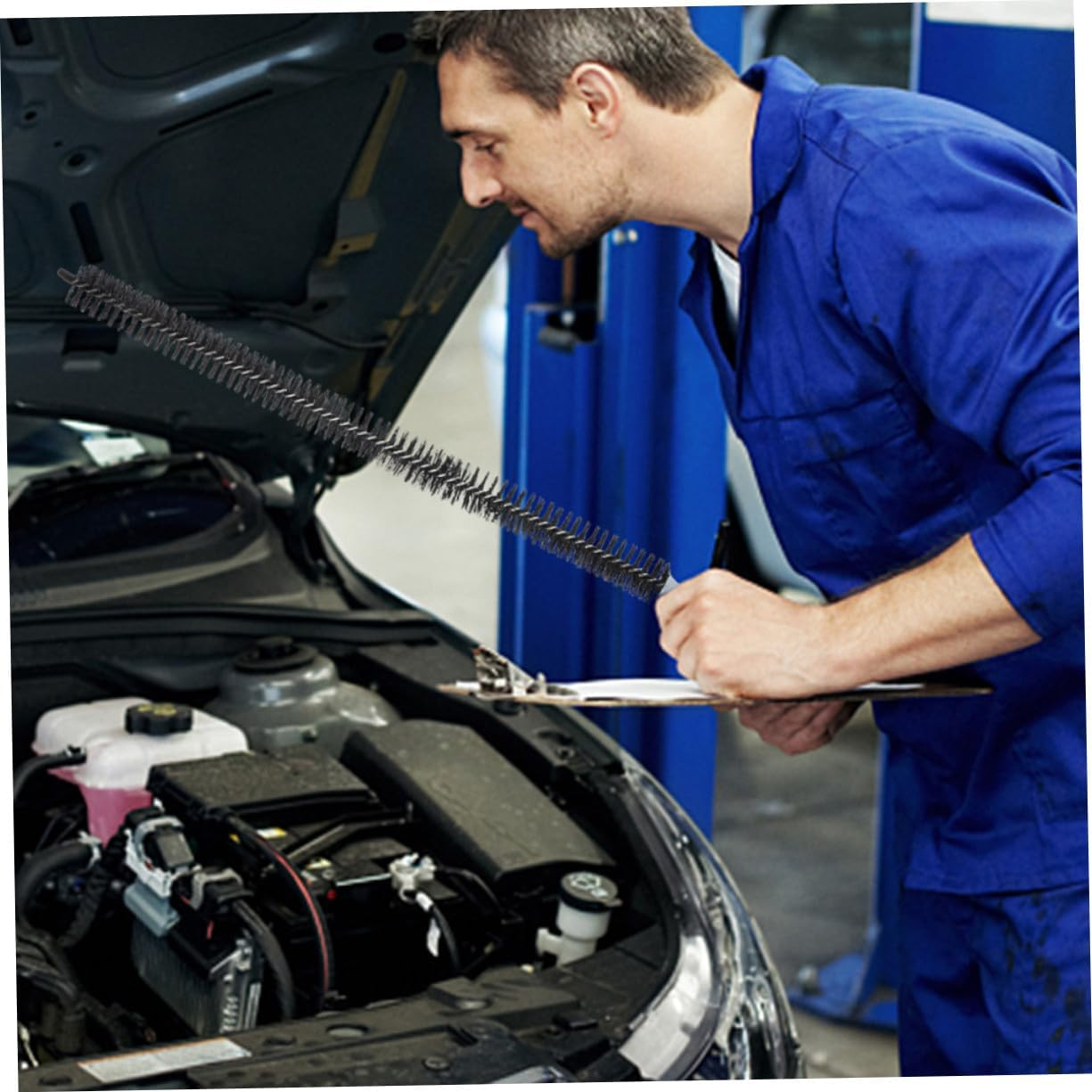 VINTORKY 3Pcs Automotive Engine Cleaning Brush Long Handle Carbon Deposition Removal Tool for Radiator Coil and Engine Oil Grime Cleaner Professional Auto System Maintenance