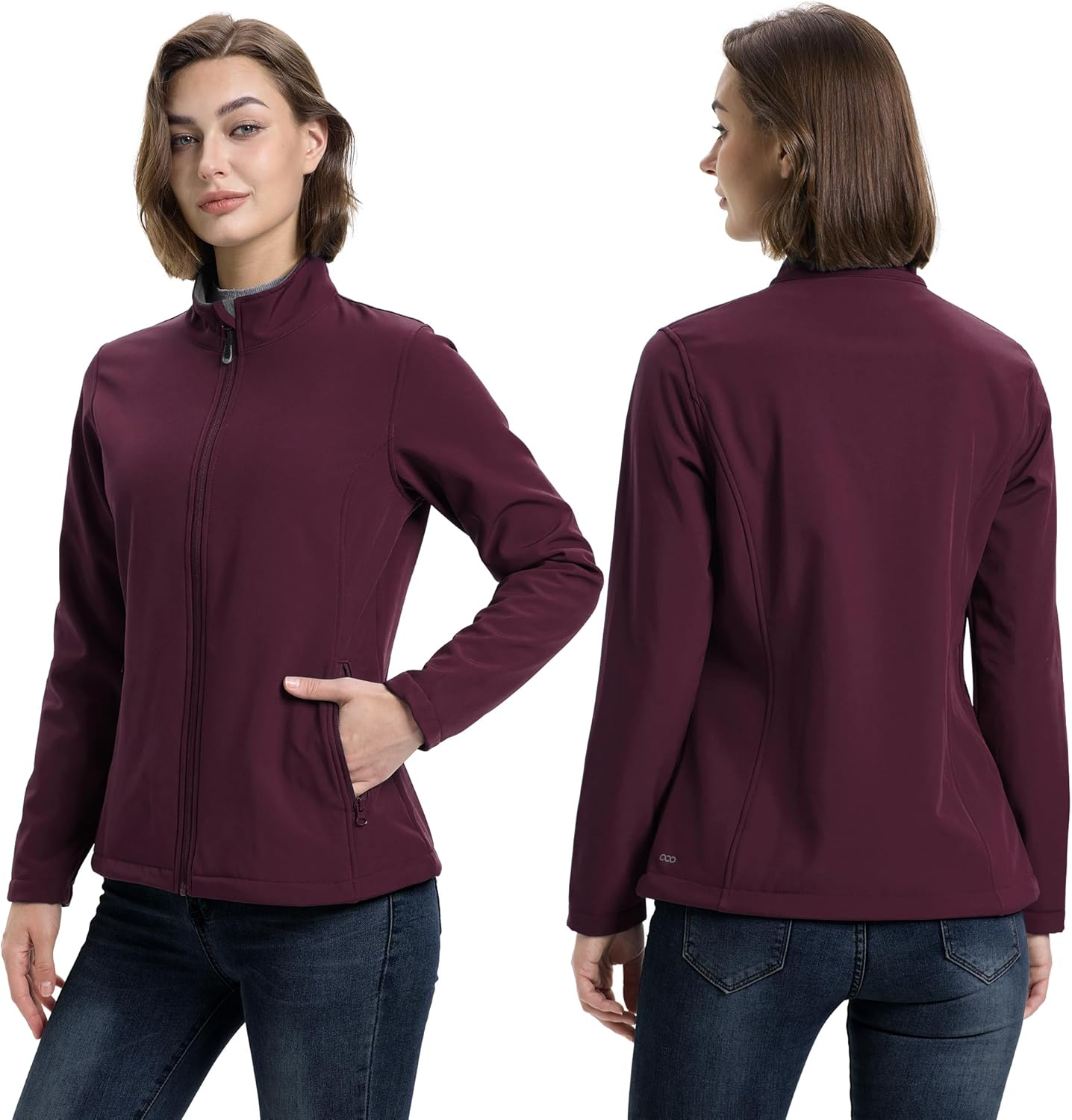 33,000Ft Women'S Softshell Jacket Warm Fleece Lined Windbreaker Lightweight Waterproof Rain Jacket for Running Golf Hiking image number 5