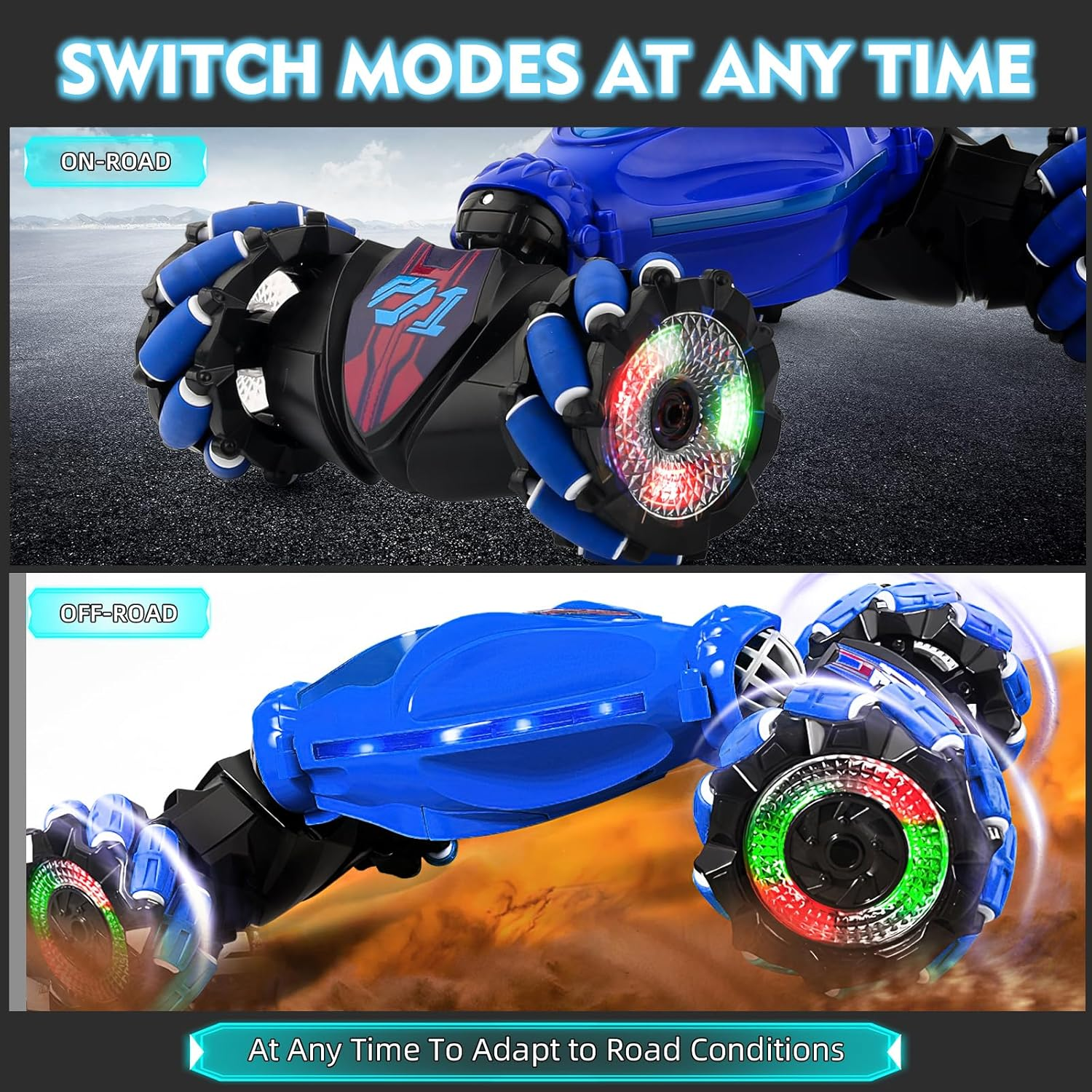 Gesture Sensing RC Stunt Car, 4WD Remote Control Transform Hand Controlled Car- 360&deg; Flips & Drifts, LED Lights, Remote Control Car for Kids Ages 6+ (Durable Design, Rechargeable Battery) image number 4