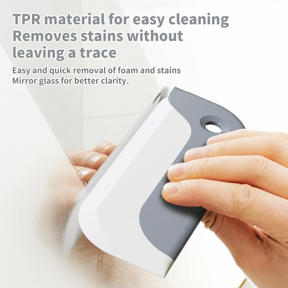 Mini Squeegee for Shower Glass, Kitchen Sink & Bathroom - Durable Rubber Blade, Streak-Free Cleaning Tool for Windows, Mirrors, Car Windshield & Glass Surfaces (2, Gray) image number 1