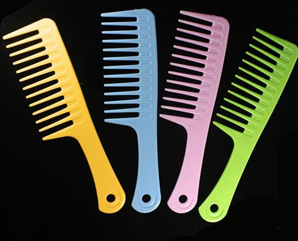 4 Pcs Wide Tooth Detangling Brush Set - Curl Comb, Styling Comb for Long, Wet or Curly Hair to Improve Blood Circulation (Multiple Colors, One Size)