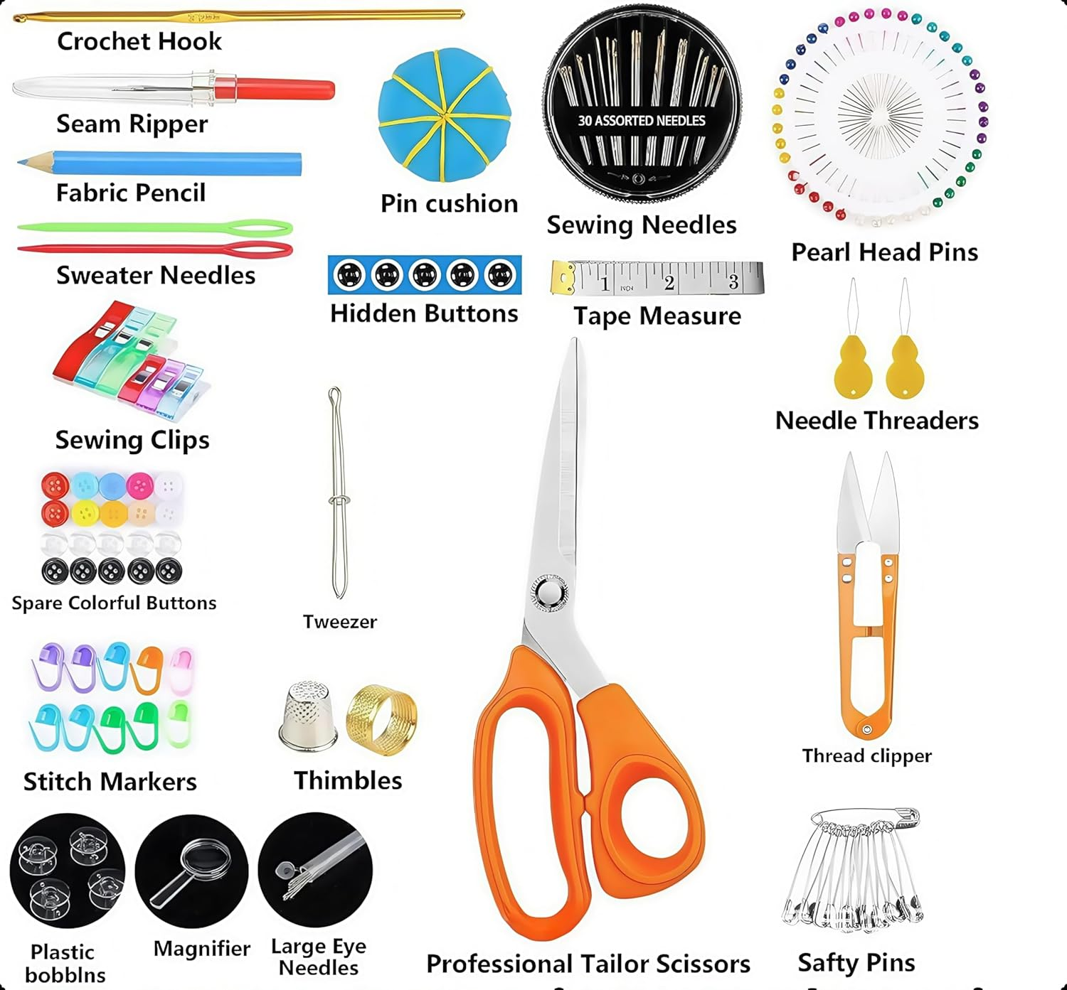 Premium 200-Piece Sewing Kit with Professional Scissors & 43 Thread Spools - Complete Set for Home & Travel