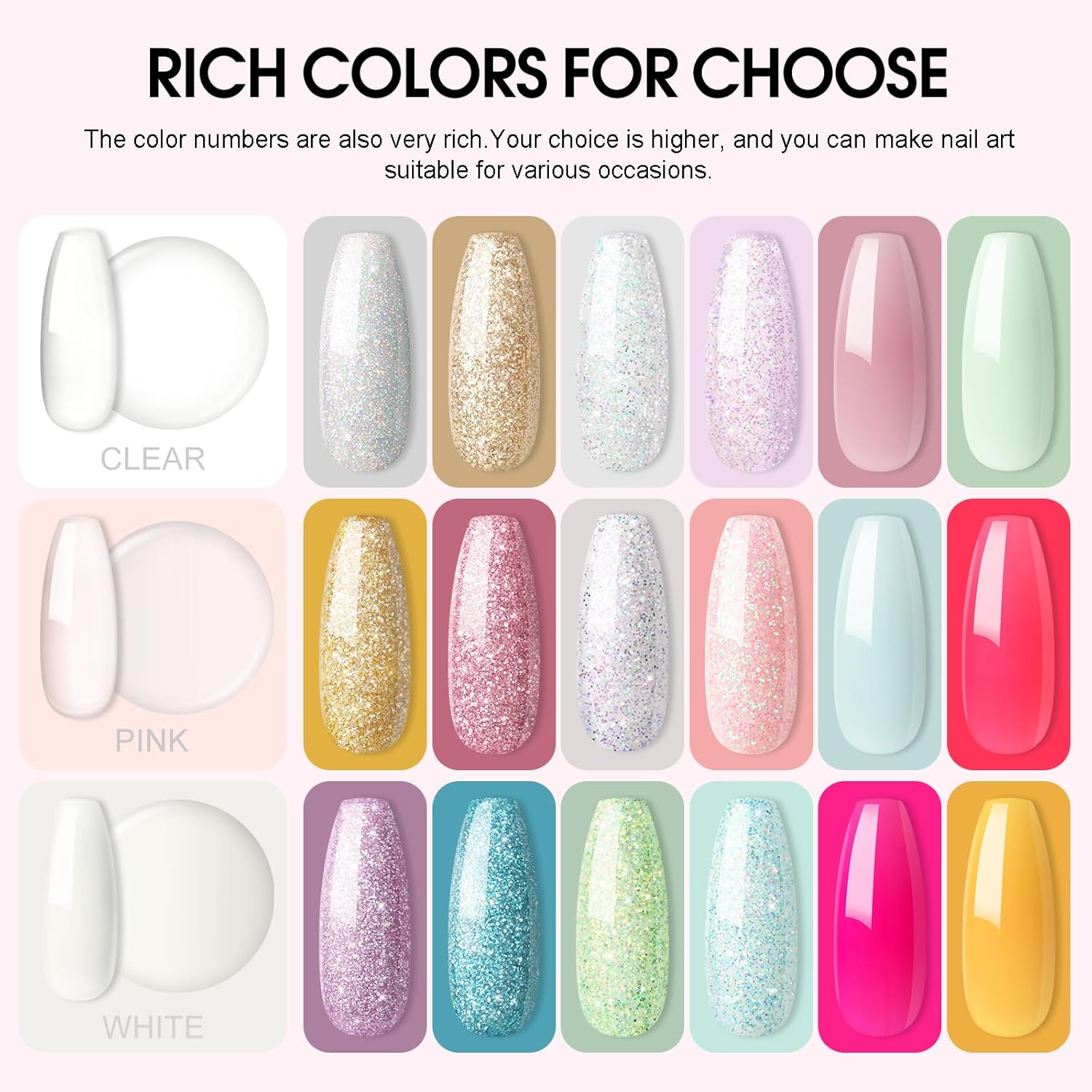 COSCELIA Acrylic Nail Kit for Beginners with Everything Set Glitter Decoration Powder Rhinestones Professional Manicure at Home Gifts Women image number 6