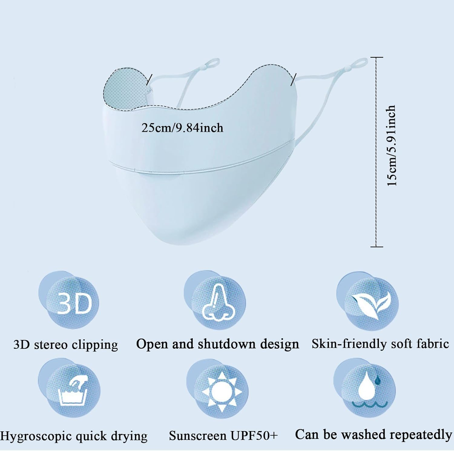 UV Face Mask UPF 50+ Protection Blocks 98% UVA/UVB Rays,Ice Silk Sun Shield with Adjustable Ear Loops, Reusable Washable Breathable Cover for Women and Men, 4 Pack (Pink, Black, Gray，Blue) image number 4