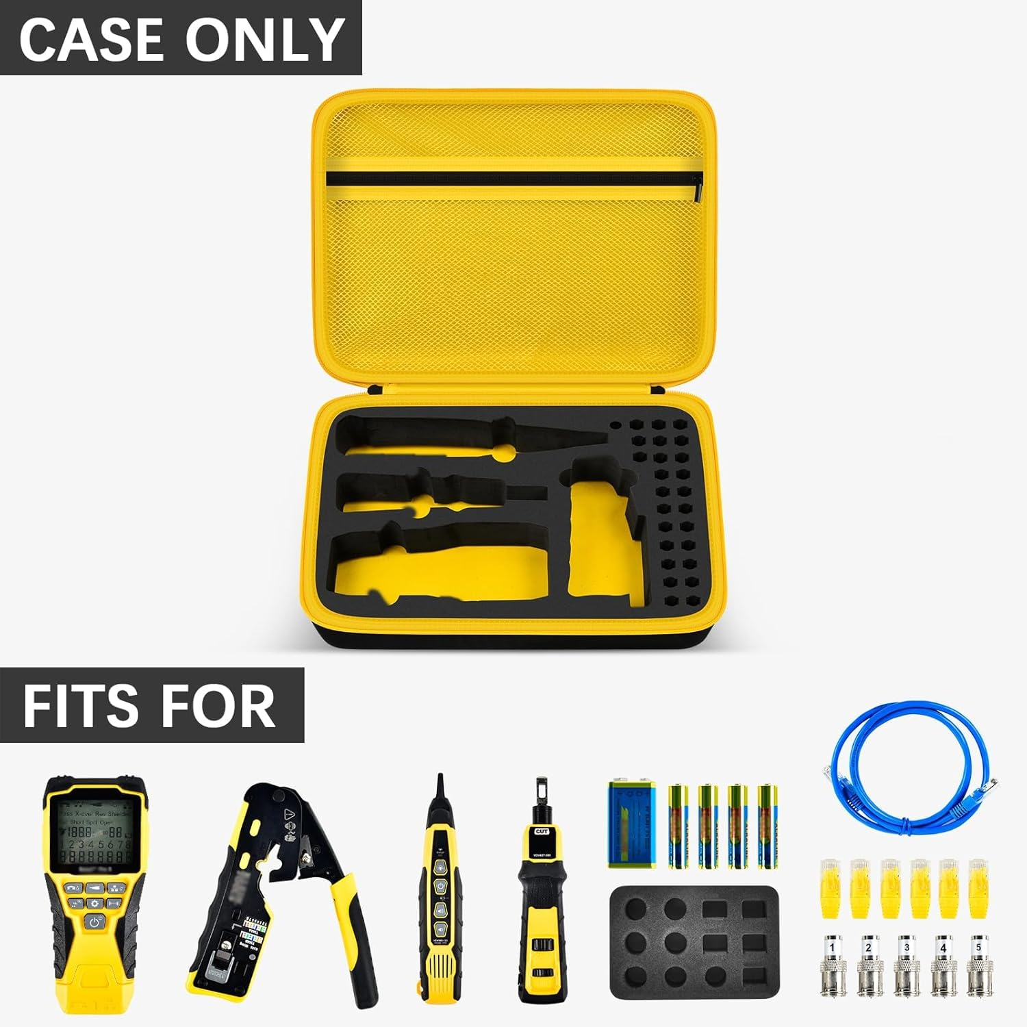 Case Compatible with Klein Tools VDV501-851 VDV500-123 VDV226-110 VDV427-300. Storage Carrying Travel Holder for Cable Tester for Scout Pro 3/ Tracer Probe/Wire Stripper and Accessories- Yellow Zipper image number 4