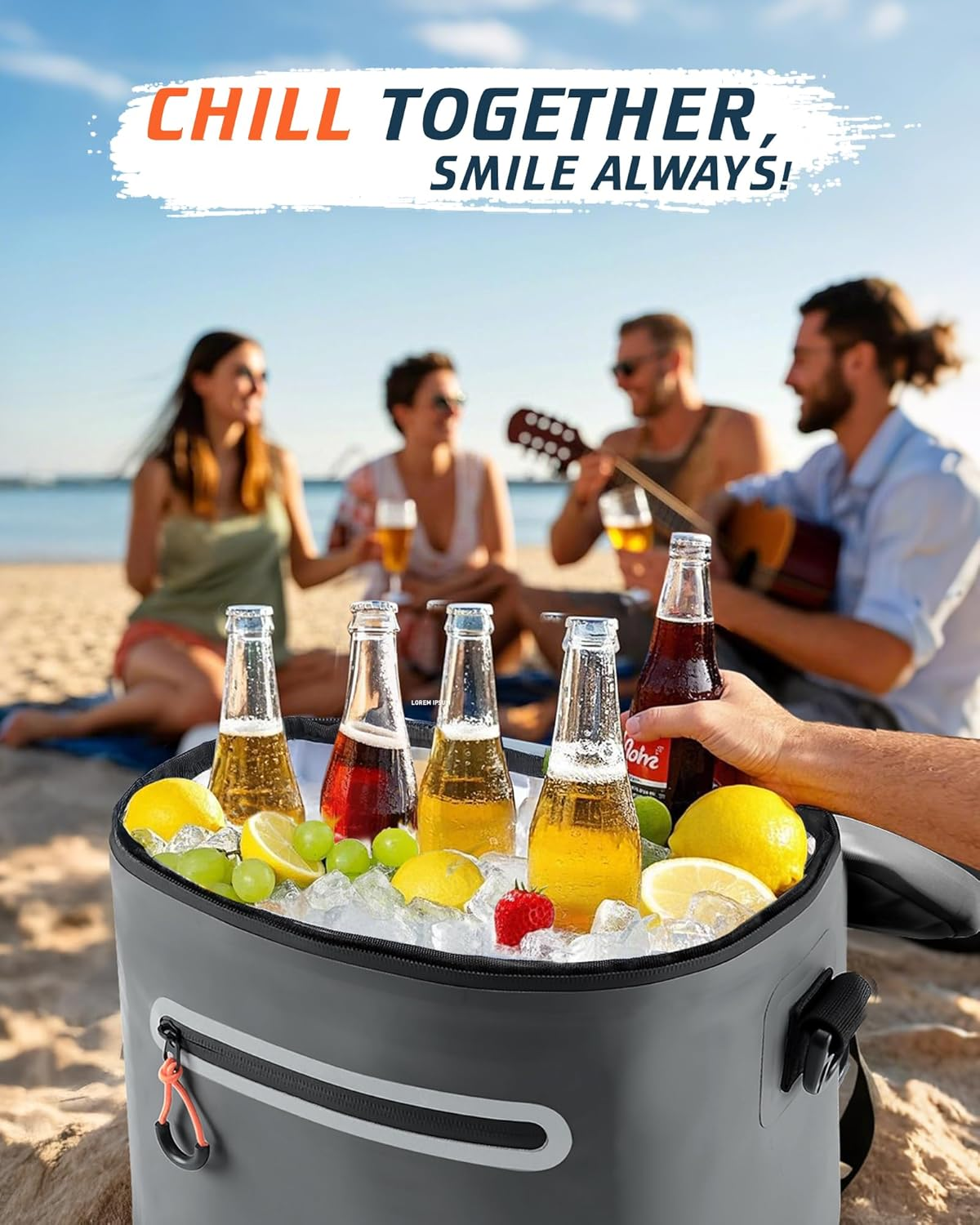Soft-Sided Cooler Bag, 7/16/30 Can Portable Ice Chest Box, Waterproof, Leak-Proof, Insulated Cooler for Lunch, Beach, Drink, Beverage, Travel, Camping, Picnic image number 4