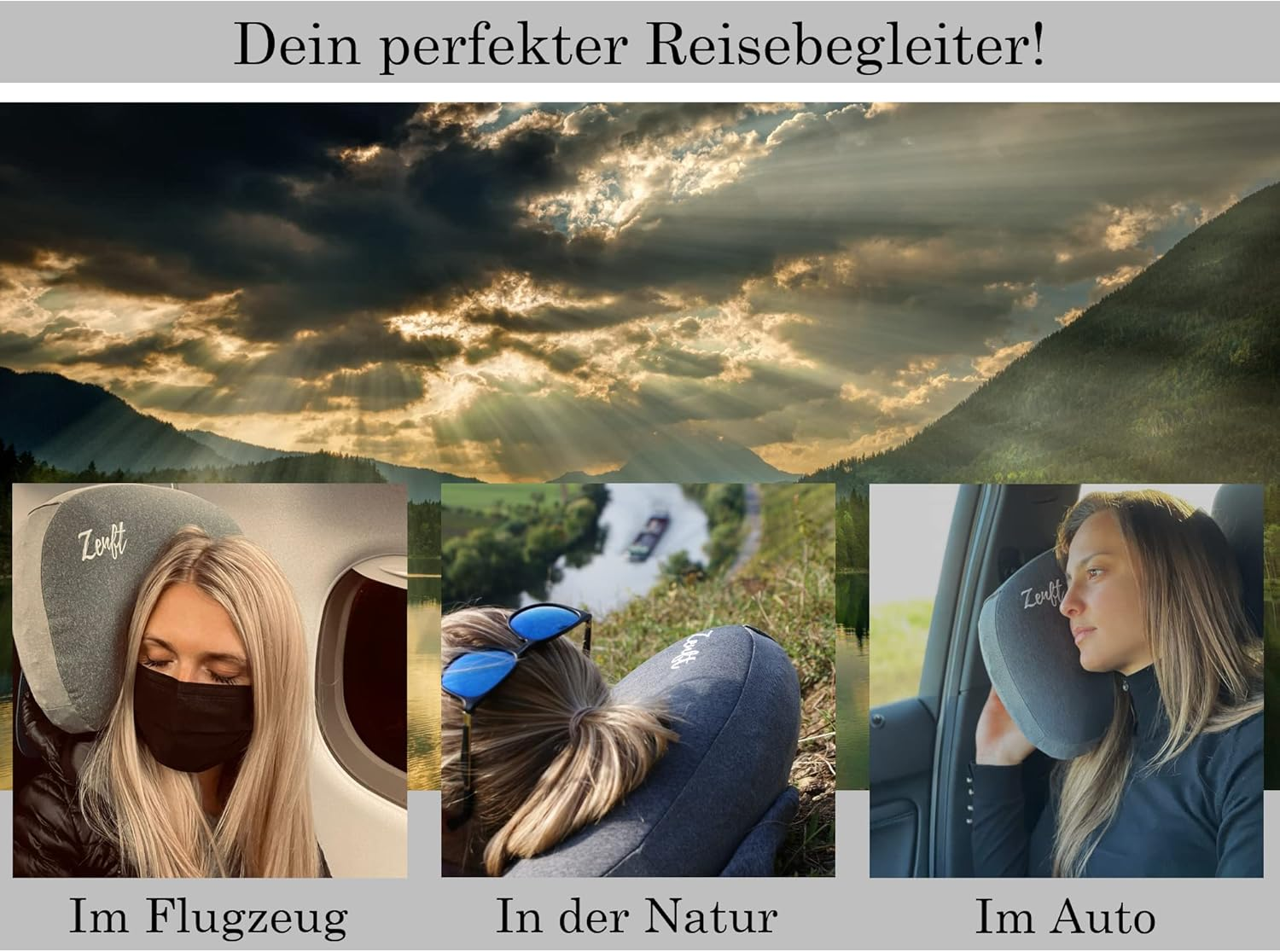 Zenft Travel Pillow - Outdoor Pillow Travel Pillow Extra Soft Travel Pillow - Inflatable Camping Equipment Backpacking Car Train Picnic Beach - Ideal for Holiday and Travel image number 2