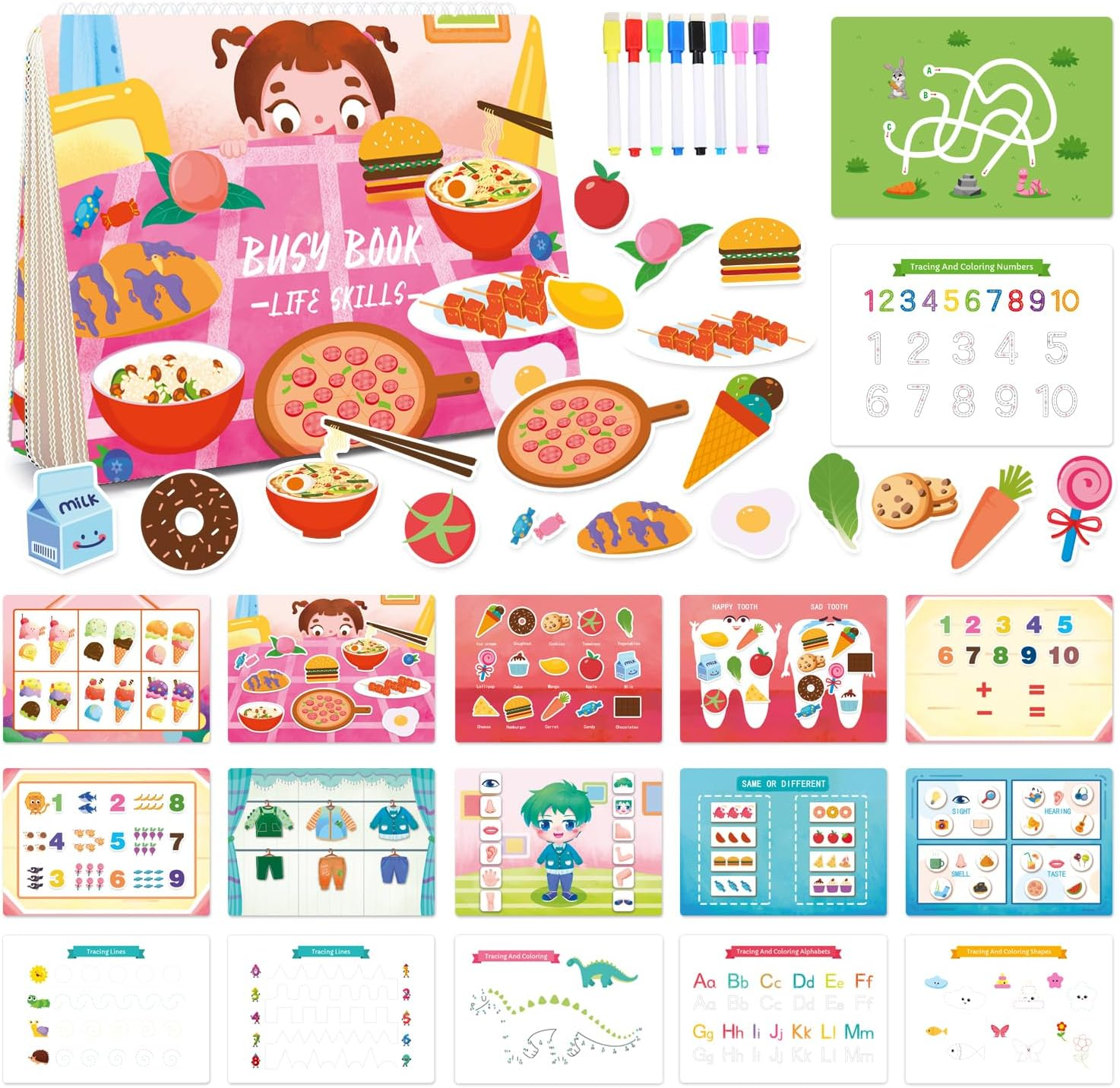 Busy Books for Toddlers 3-5,Dot Board for Toddlers Ages 3 and up - Sensory Toys Autism Kids 5-7- Autism Sensory - Kindergarten Educational Toys, Ages 3-4 4-8 5-7（Dinosaur） - Orange image number 4