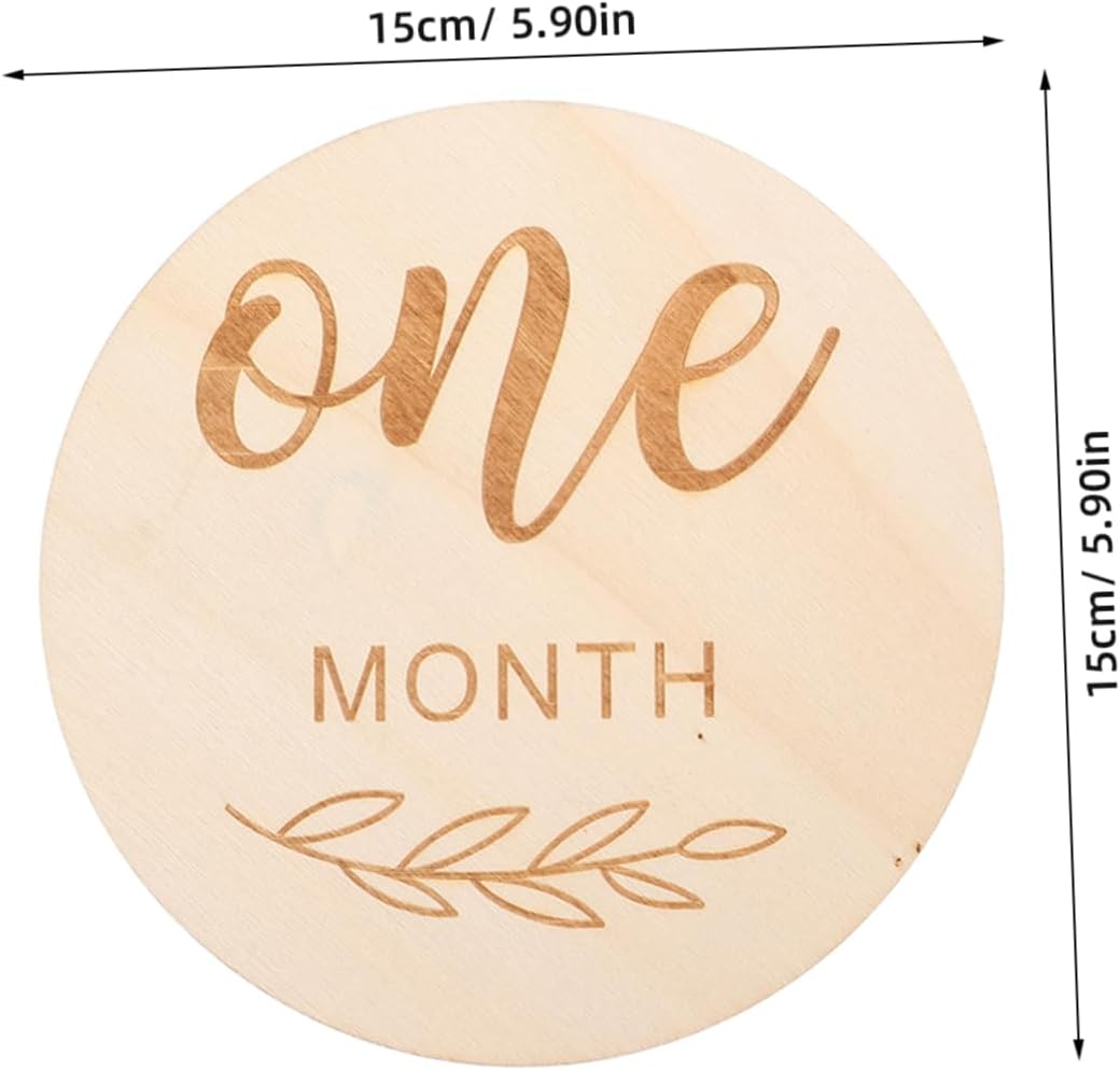 12Pcs Wooden Milestone Signs for Photoshoot Double Sided Engraved Monthly Discs Gender Neutral Announcement Photo Props for Newborn Boys and Durable Craftsmanship