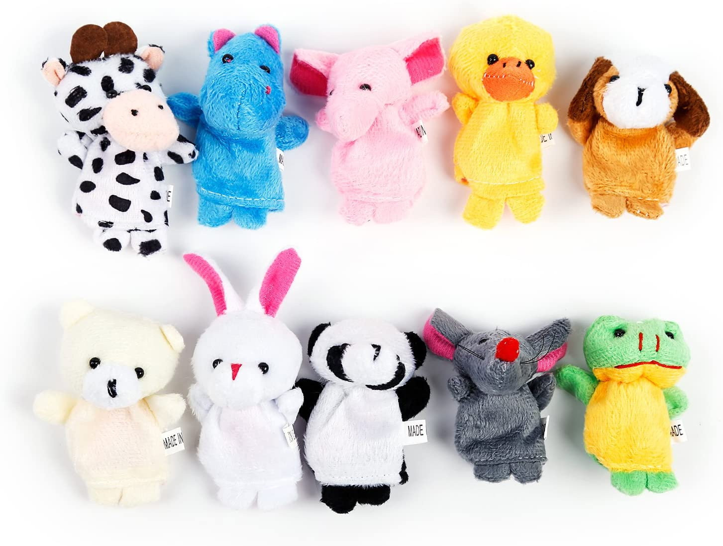 20Pcs Different Cartoon Animal Finger Puppets Soft Velvet Dolls Props Toys image number 1