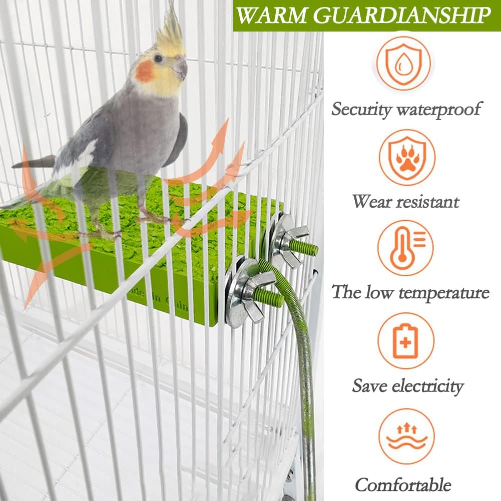 Bird Warmer for Cage Bird Perch Stand Platform Warm Heating, Heating Bird Perch Platform for Exotic Pet Birds, 12V 5W African Grey, Parakeets, Parrots image number 2