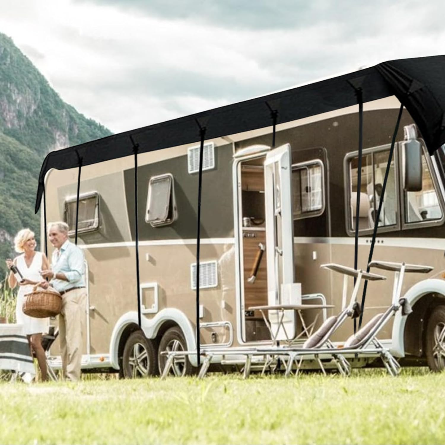 Waterproof Caravan Cover, 210D Oxford Cloth Motorhome Top Cover, Caravan Protective Roof Cover, Waterproof Motorhome Roof Cover, Roof Protection Tarpaulin Cover Tarpaulin (7.5 X 3 M) image number 3