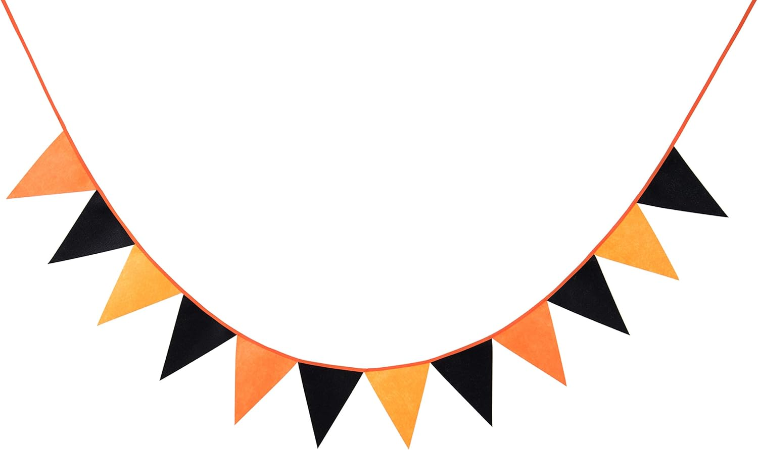 LOVENJOY Felt Black and Orange Halloween Burlap Banner | Halloween Party Decorations Supplies