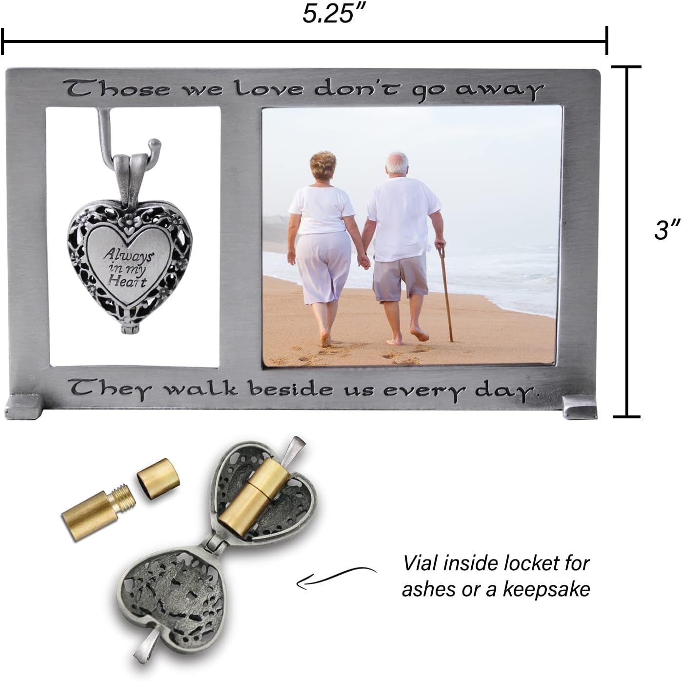 Those We Love Memorial Photo Frame with Vial for Ashes or a Keepsake, Funeral or Sympathy Loss of Loved One, for 2.5-Inch by 2.25-Inch Photo, by Abbey & CA Gift image number 3