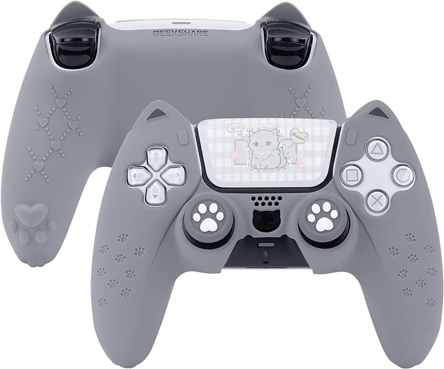 Geekshare Cat Paw PS5 Controller Skin Anti-Slip Silicone Skin Protective Cover Case for PS5 Wireless Controller (Blue)