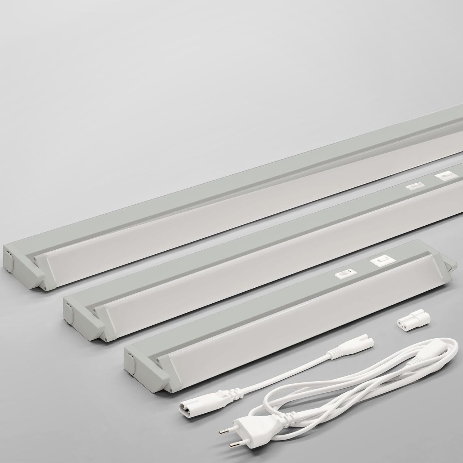 Max K O M F O R T Sera-M LED Under-Unit Light, 56 Cm, Swivelling, Grey, Kitchen Lamp with Switch and 3-Level Dimming Function, 8 W, CCT Colour Changing, Warm White/Neutral White/Cool White, 750 Lm