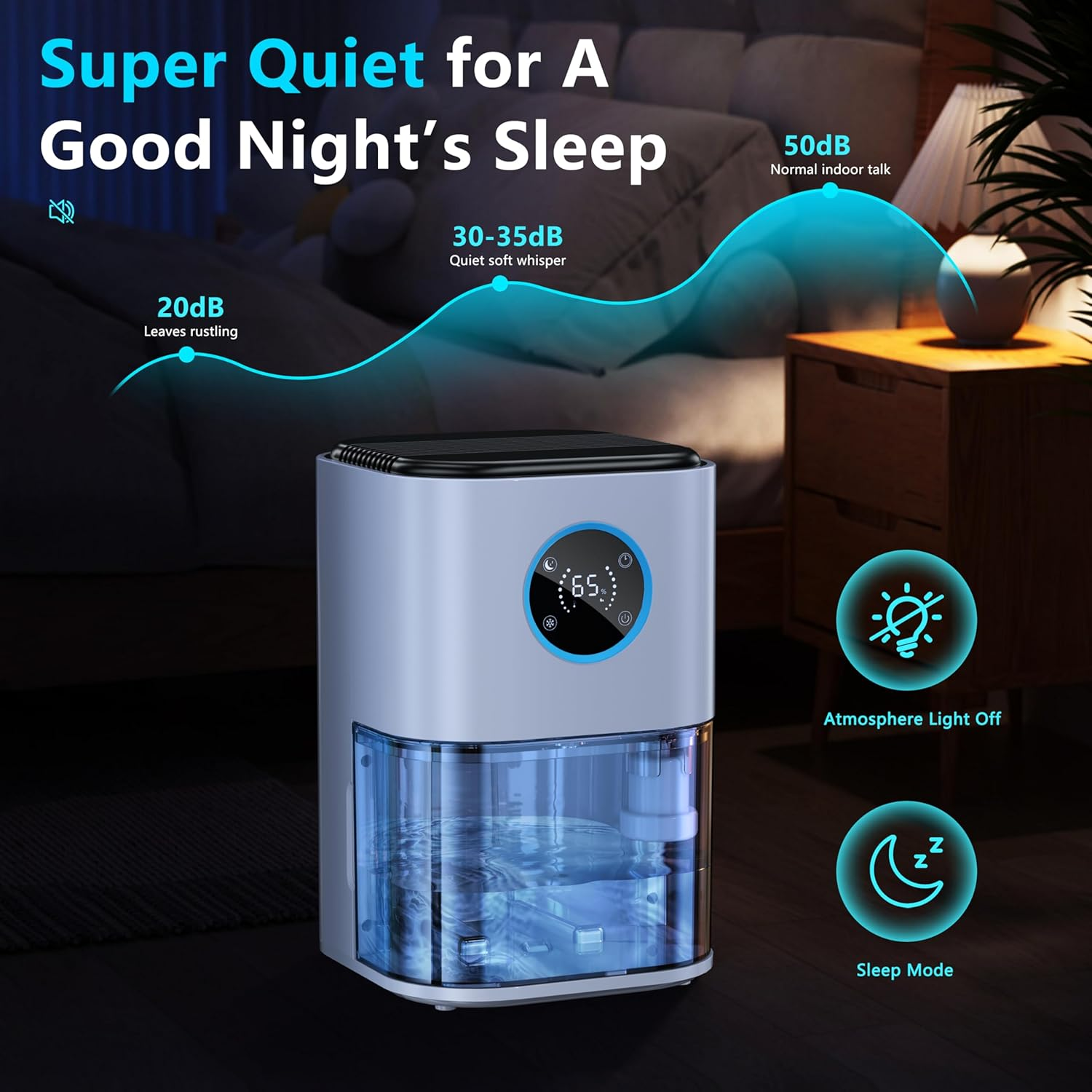 2000ML Dehumidifiers for Home,Small Dehumidifier for Home,Portable and Mini Small Air Dehumidifiers for Quiet with LED Light, Auto Shut off for Home, Bedroom,Bathroom,Basement,Closet,Wardrobe