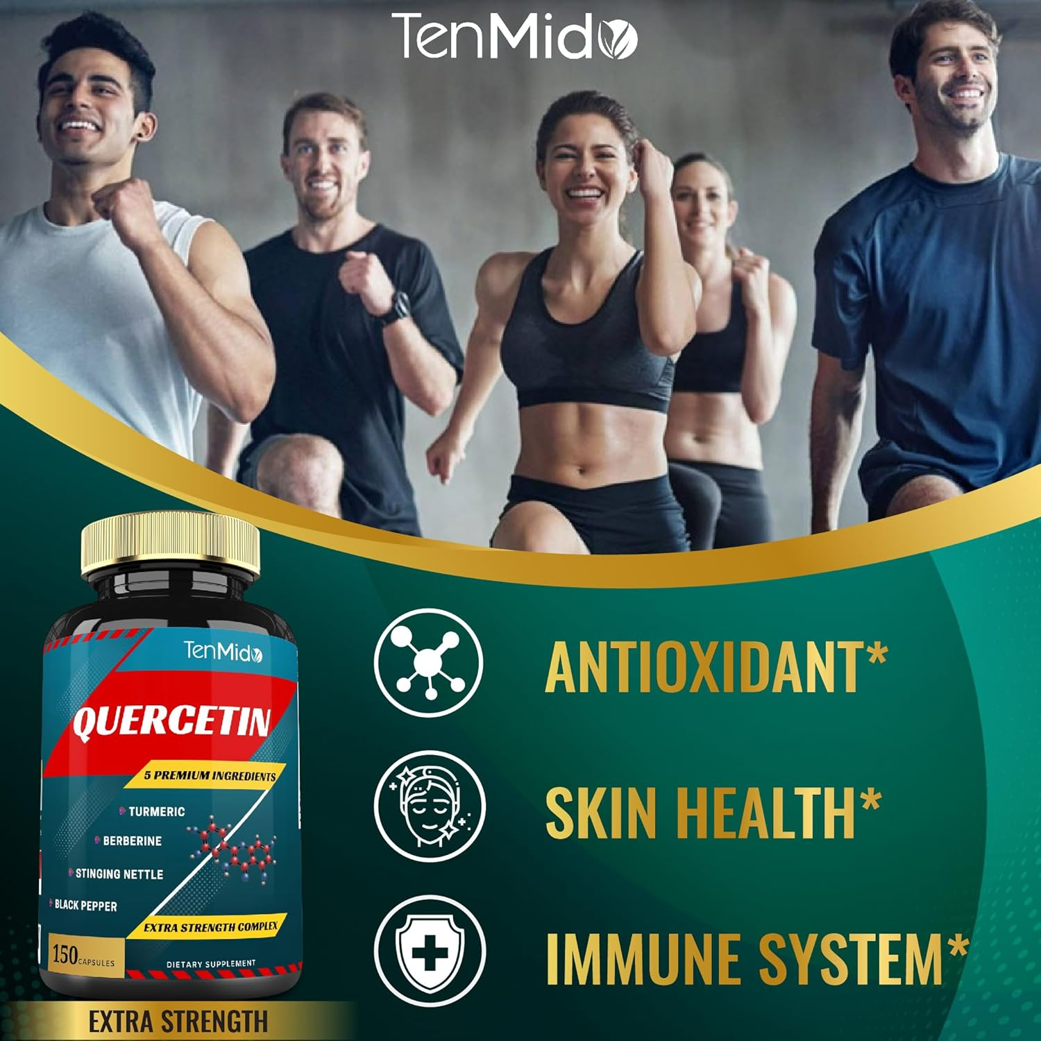 Quercetin Capsules 3550Mg, 5 Months Supply & Berberine, Stinging Nettle, Turmeric, Black Pepper | Promotes Cardiovascular, Respiratory Health, Supports Immune | Powerful Antioxidant, anti Inflammatory