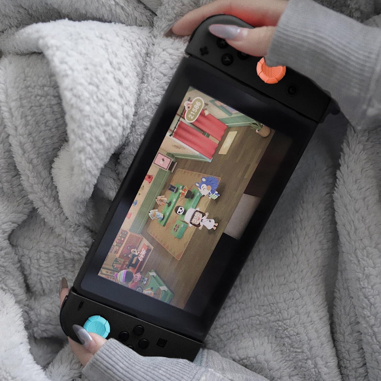 For Nintendo Switch 2 Thumb Grip (2025), Ergonomic Joycon Stick Covers Thumb Grip Caps Compatible with Switch2, for Improved Grip & Durability (Blue&Orange_3Pairs(6Pcs)) image number 2