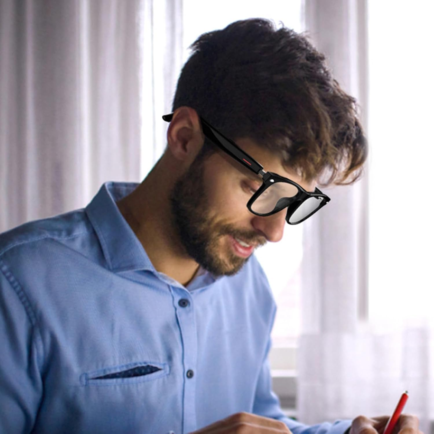 Smart Audio Glasses with Speaker, Listenning Music and Calls with Volumn up and Down, Wireless Audio Answer and End Calls Glasses Women Travel Use