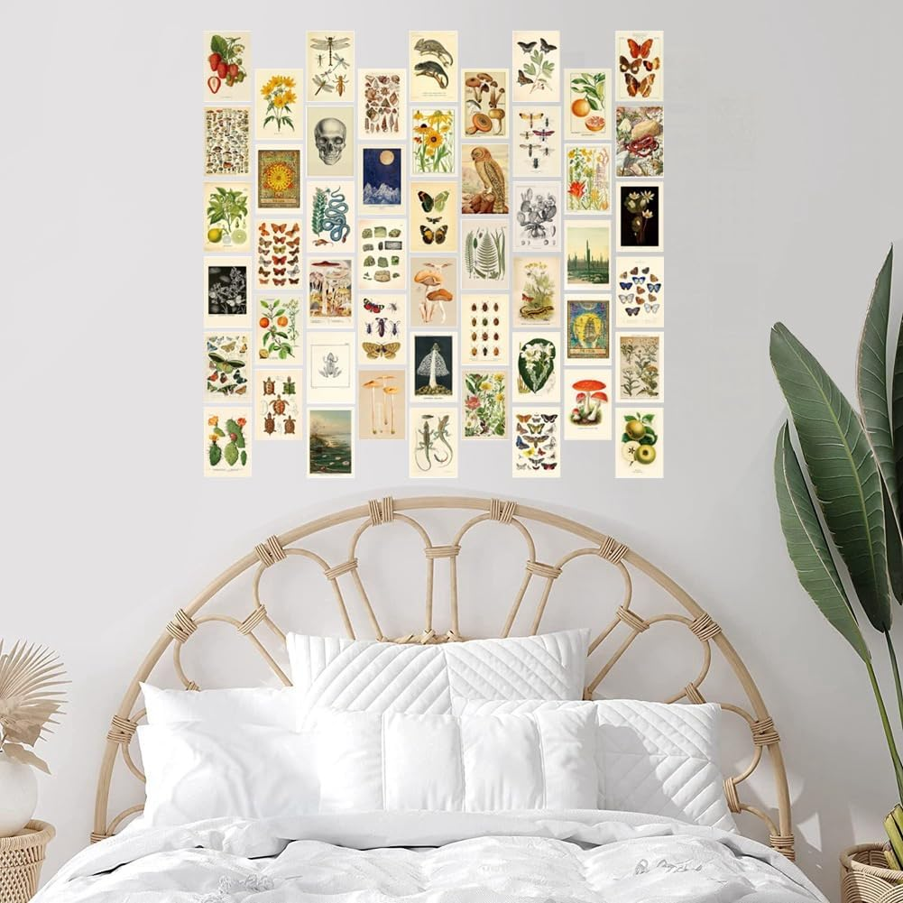 Ceahoify Vintage Aesthetic Wall Collage Kit - 50 Mini Botanical Collage Art Posters (4X6Inch), for Photo Wall image number 6