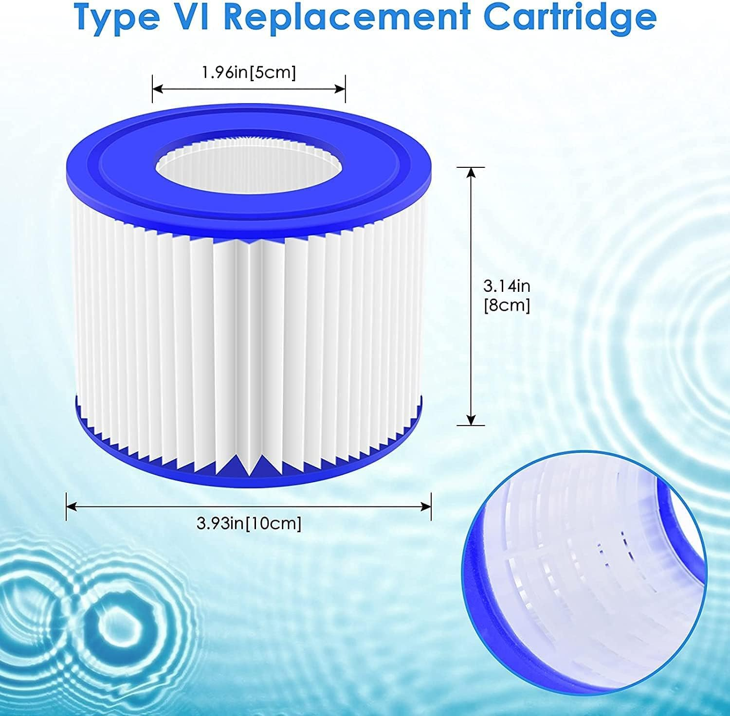 8 Pack Pool Filter for Bestway Lay Z Spa Type VI 90352E 58323 Hot Tub Filters VI Replacements Cartridge image number 6