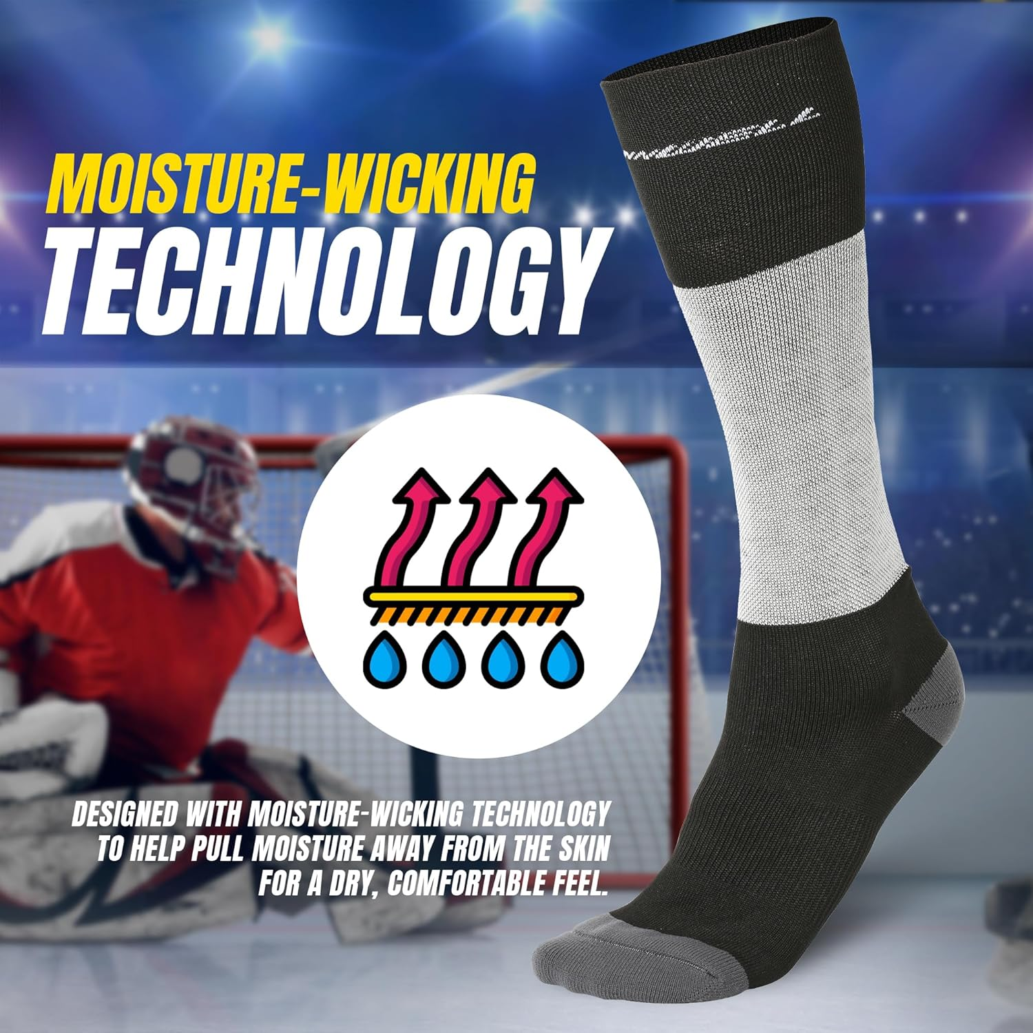 Winnwell Cut Resistant Hockey Socks - Ice Hockey & Field Hockey Socks with Durable Double Padded Heel and Toe image number 1