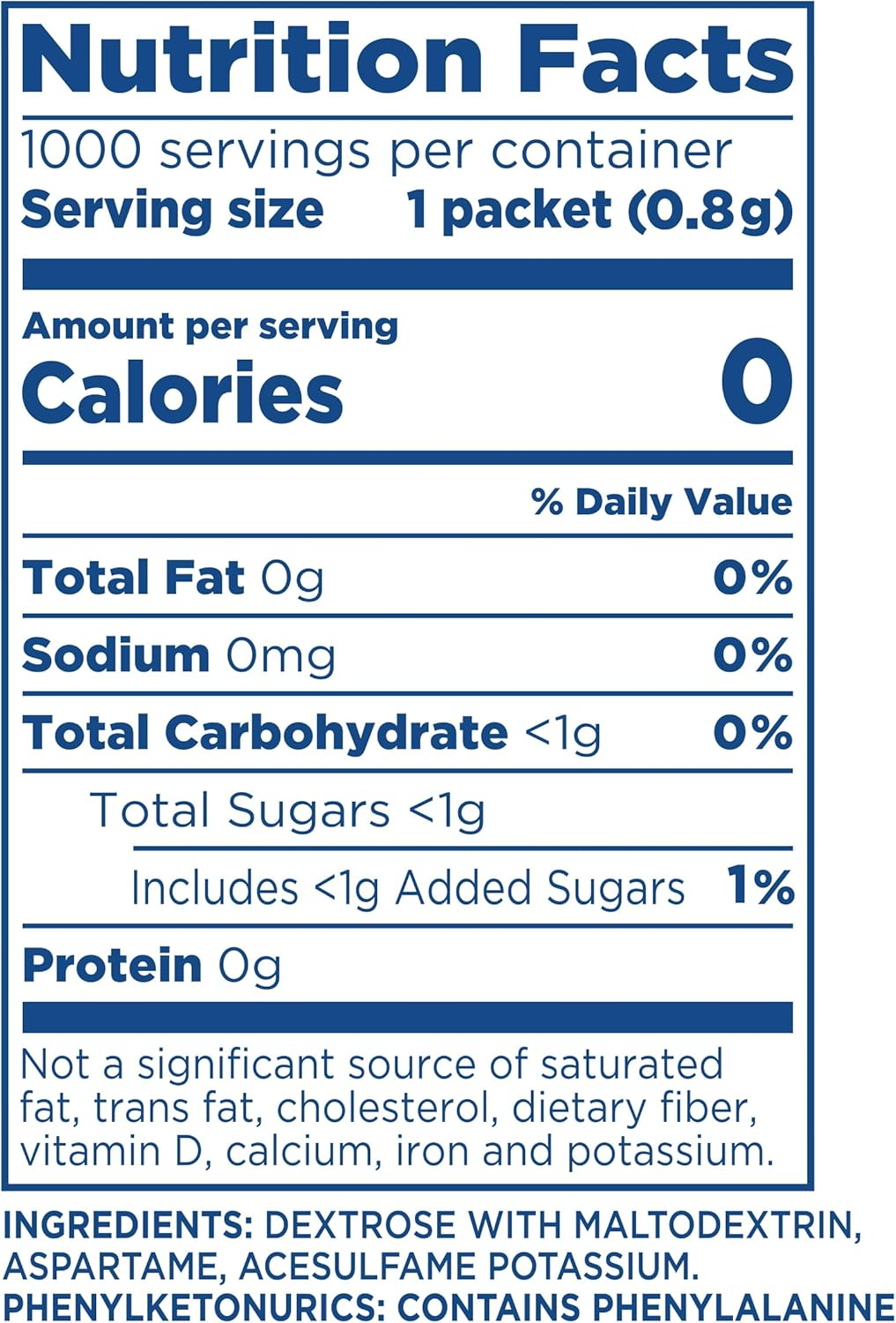 EQUAL 0 Calorie Sweetener, Aspartame Sugar Substitute, Zero Calorie Sugar Free Sweetener Packets, Sugar Alternative, 2,000 Count image number 1