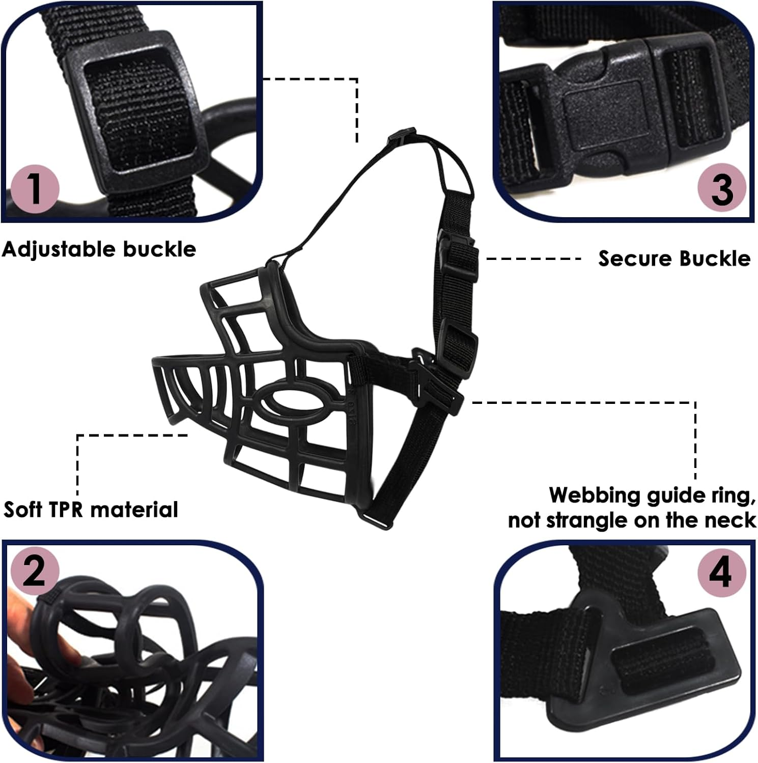 Dog Muzzle, Breathable Basket Muzzles for Small, Medium, Large and X-Large Dogs, Stop Biting, Barking and Chewing, Adjustable and Comfortable Secure Fit Dog Mouth Cover (XL - Labrador, Black) image number 2