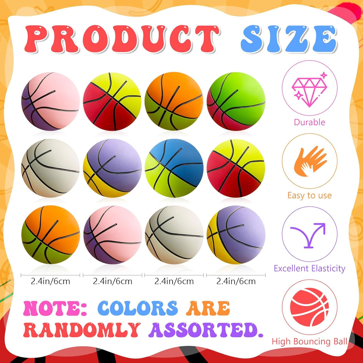 24 Pcs High Bounce Balls for Kids - Mini Rubber Basketball & Football Bouncy Handball Set, Perfect for Party Games, Outdoor Playground Fun, Party Bag Fillers, and Kids Gift Ideas (Random Colors) image number 1