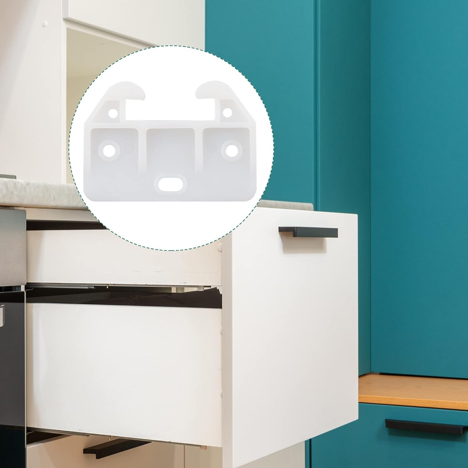 Litoexpe 11 Pieces White Plastic Drawer Guides Rear Drawer Replacement Guides Brackets with Screws, Drawer Track Parts for Furniture, Dressers, Wardrobe (59X41X16.5Mm)