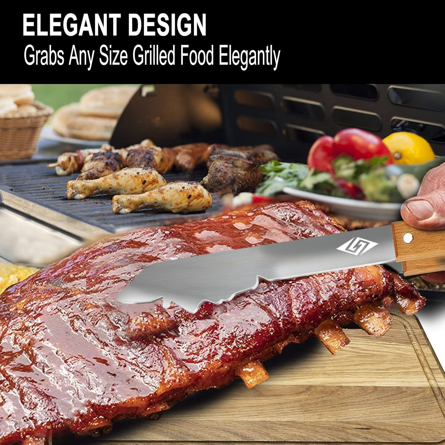 Funy BBQ Grill Tongs,Personalized Barbecue Accessories,17 Inch Long BBQ Tools,Metal Tongs with Wooden Handle,Surprise Gifts for Men image number 3