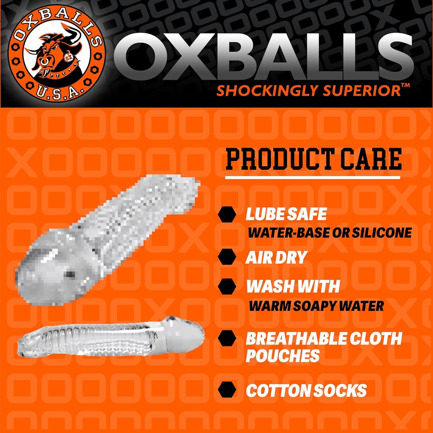 Oxballs Muscle Cocksheath, Clear, 308 Gram image number 2