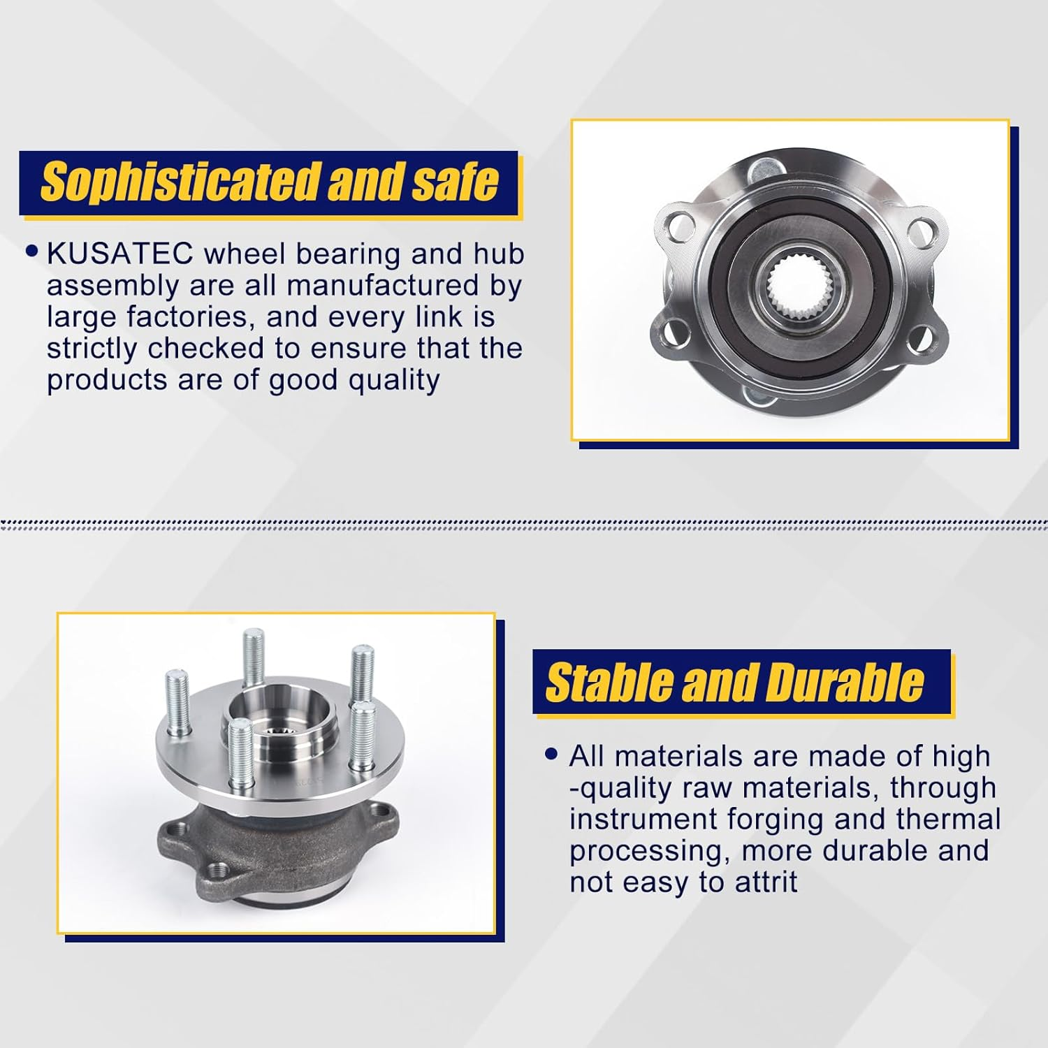 KUSATEC 512293 Rear Wheel Bearing Hub Assembly for 2005-2009 Subaru Legacy 2005-2009 Subaru Outback, M12X1.25 image number 3