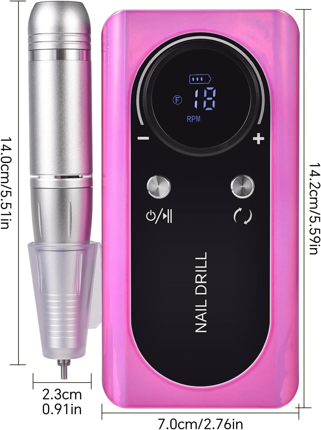 KADS Cordless Electric Nail Drill Machine 45000RPM Rechargeable Electric Nail File for Acrylic Gel Nail Removal Polishing Portable Nail Drill Kit for Nail Salon & Home Manicure Pedicure Tool (Pink) - White image number 4